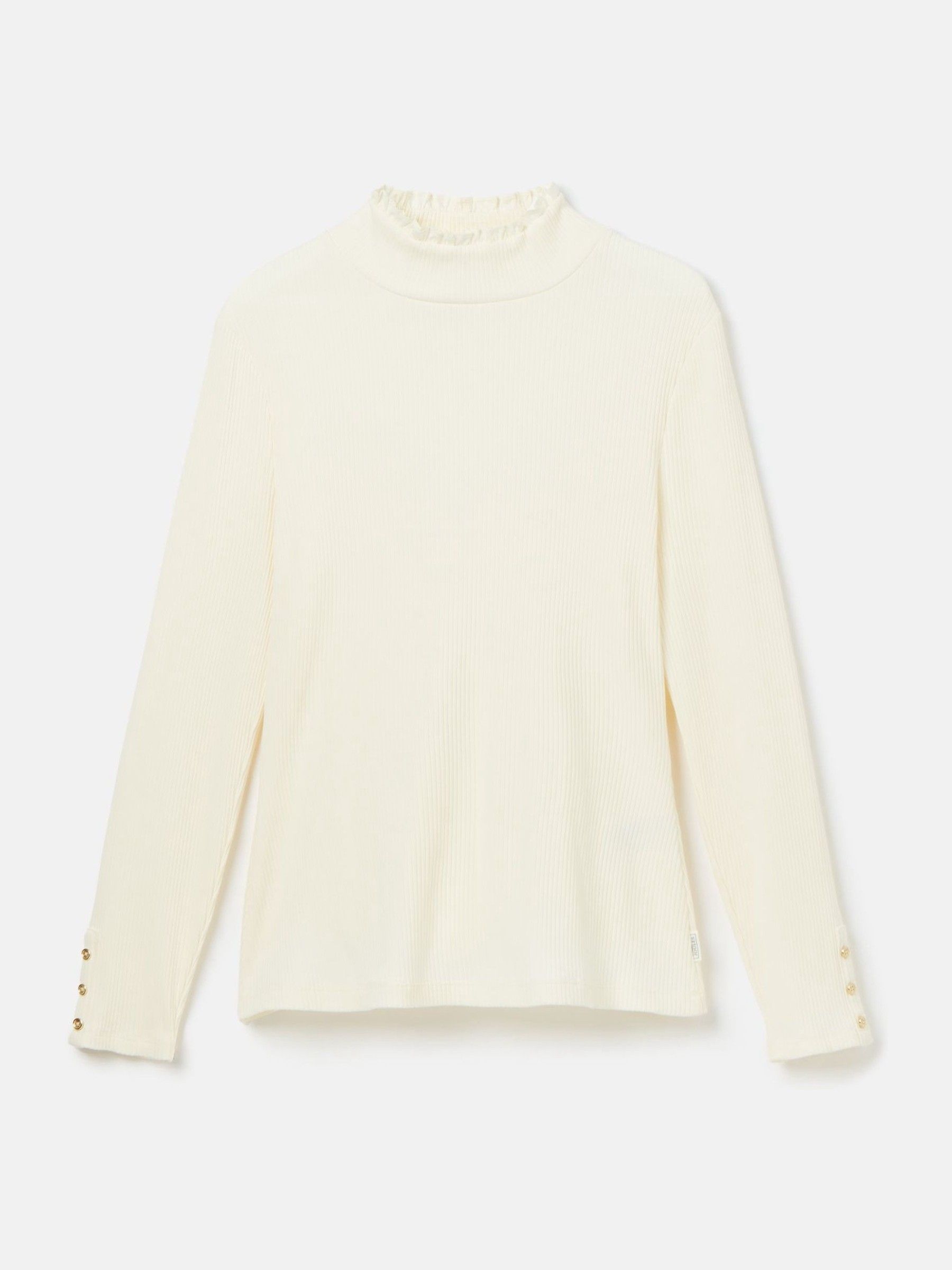 Amy Cream Ribbed Long Sleeve High Neck Jersey Top - Image 7 of 7