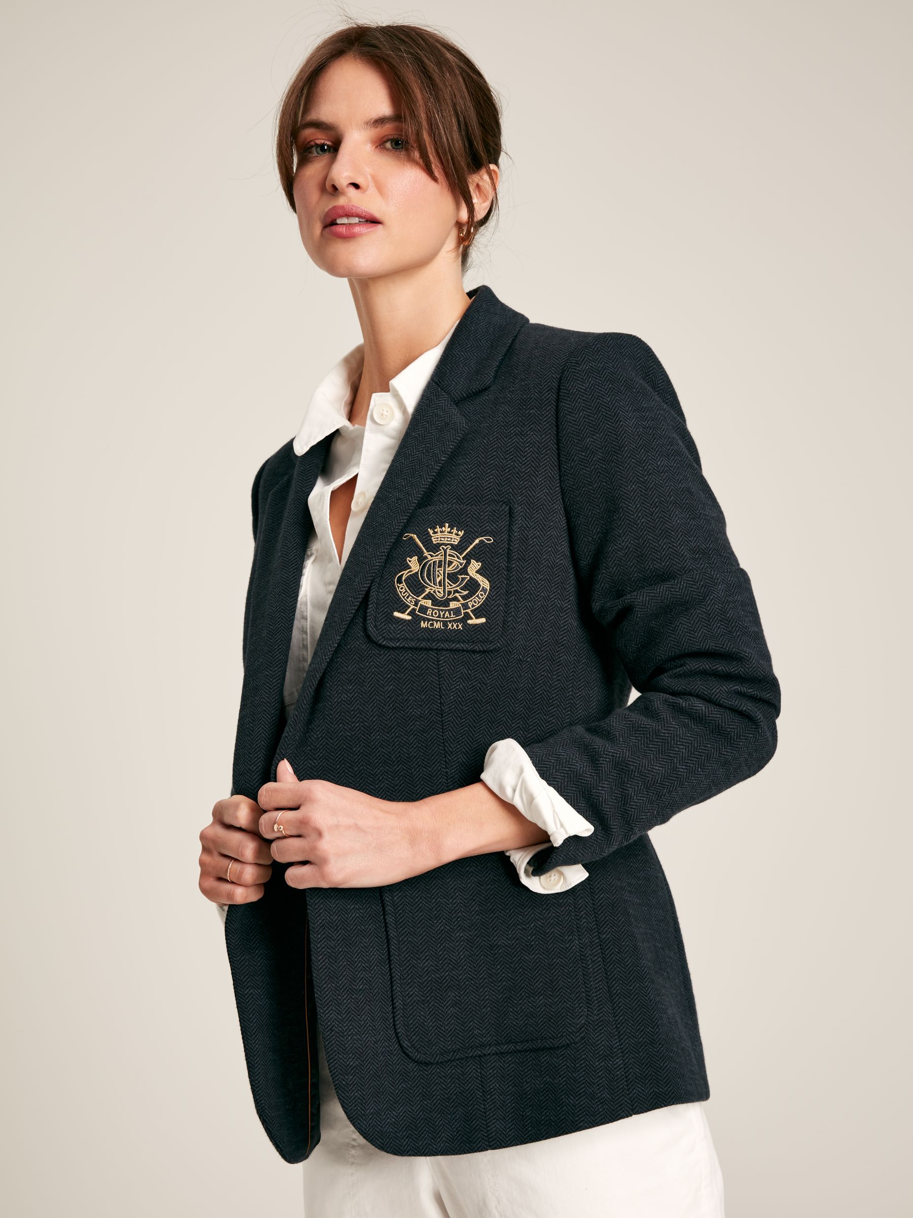 Albury Navy Cotton Blazer - Image 2 of 6 Albury Navy Cotton Blazer - Image 2 of 6