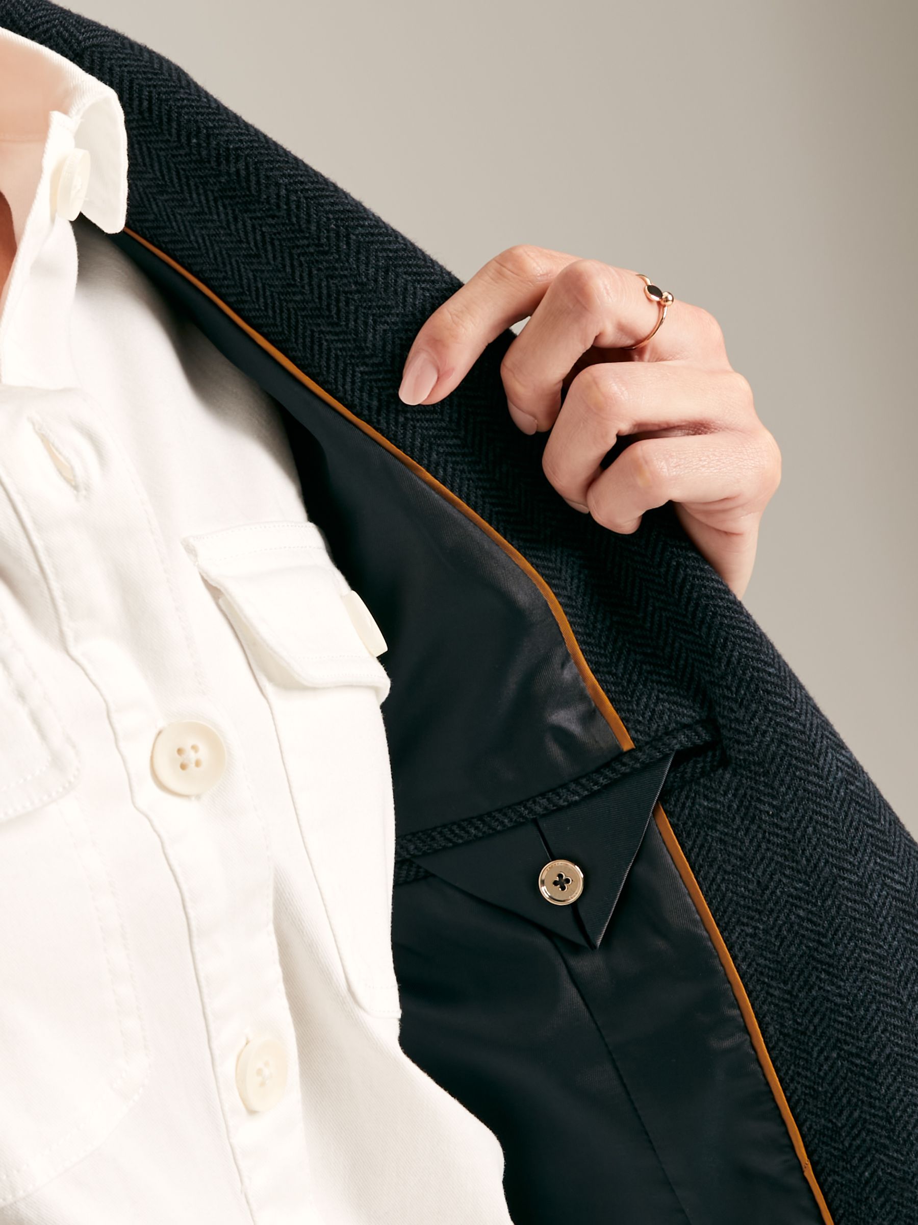 Albury Navy Cotton Blazer - Image 5 of 6