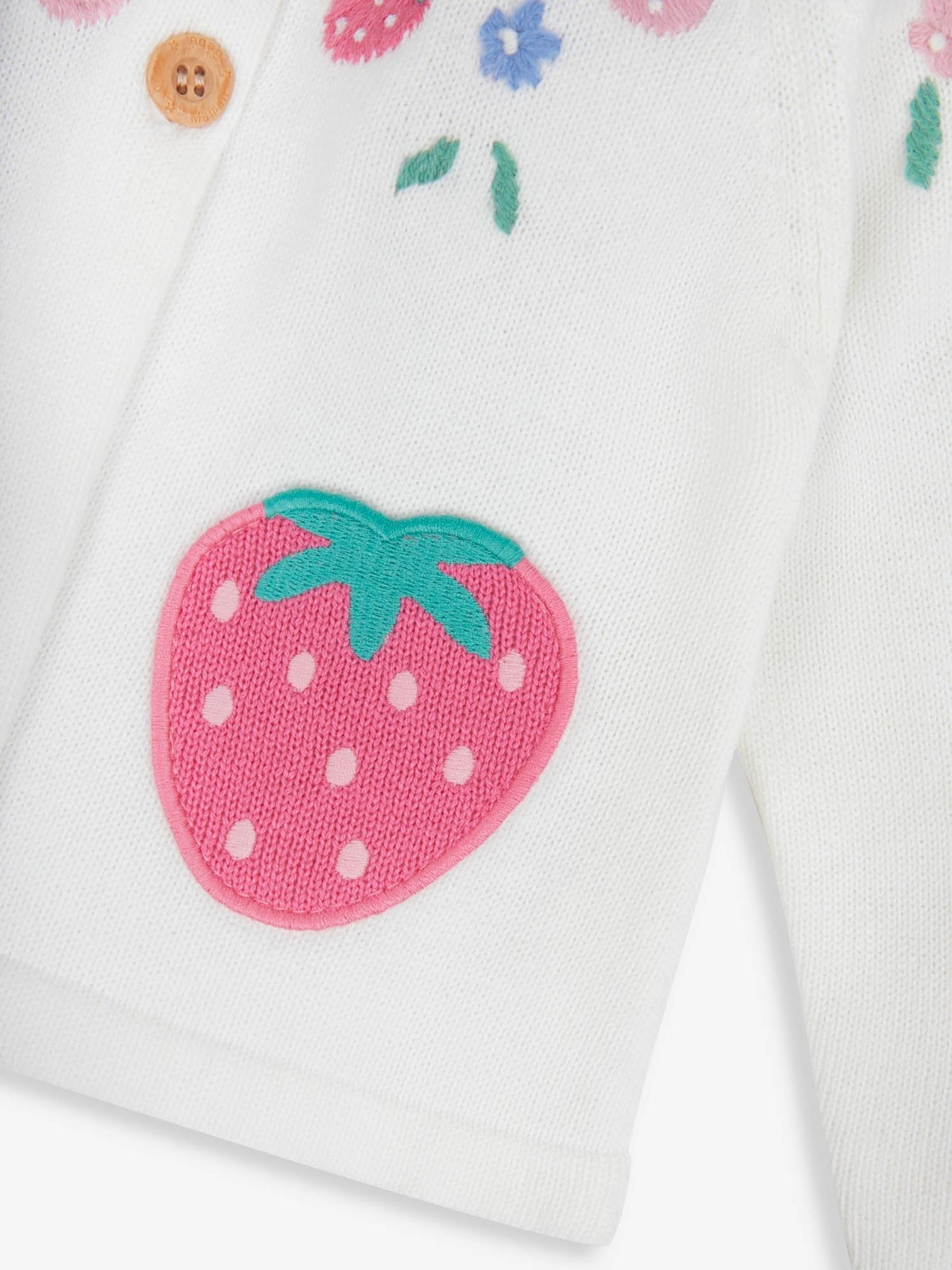 White Strawberry Appliqué Pockets Cardigan - Image 6 of 6