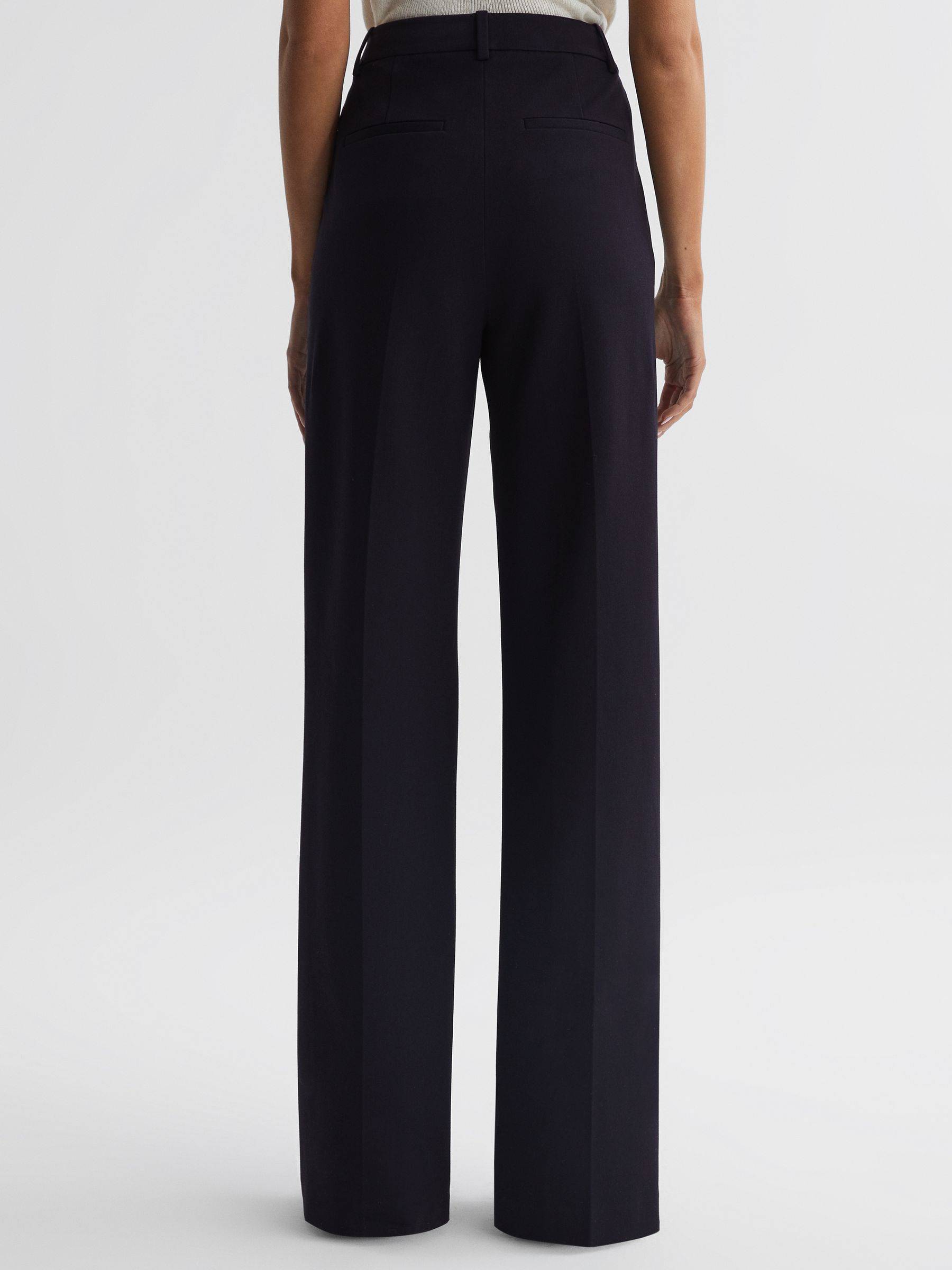 Petite Wide Leg Trousers in Navy - Image 5 of 6