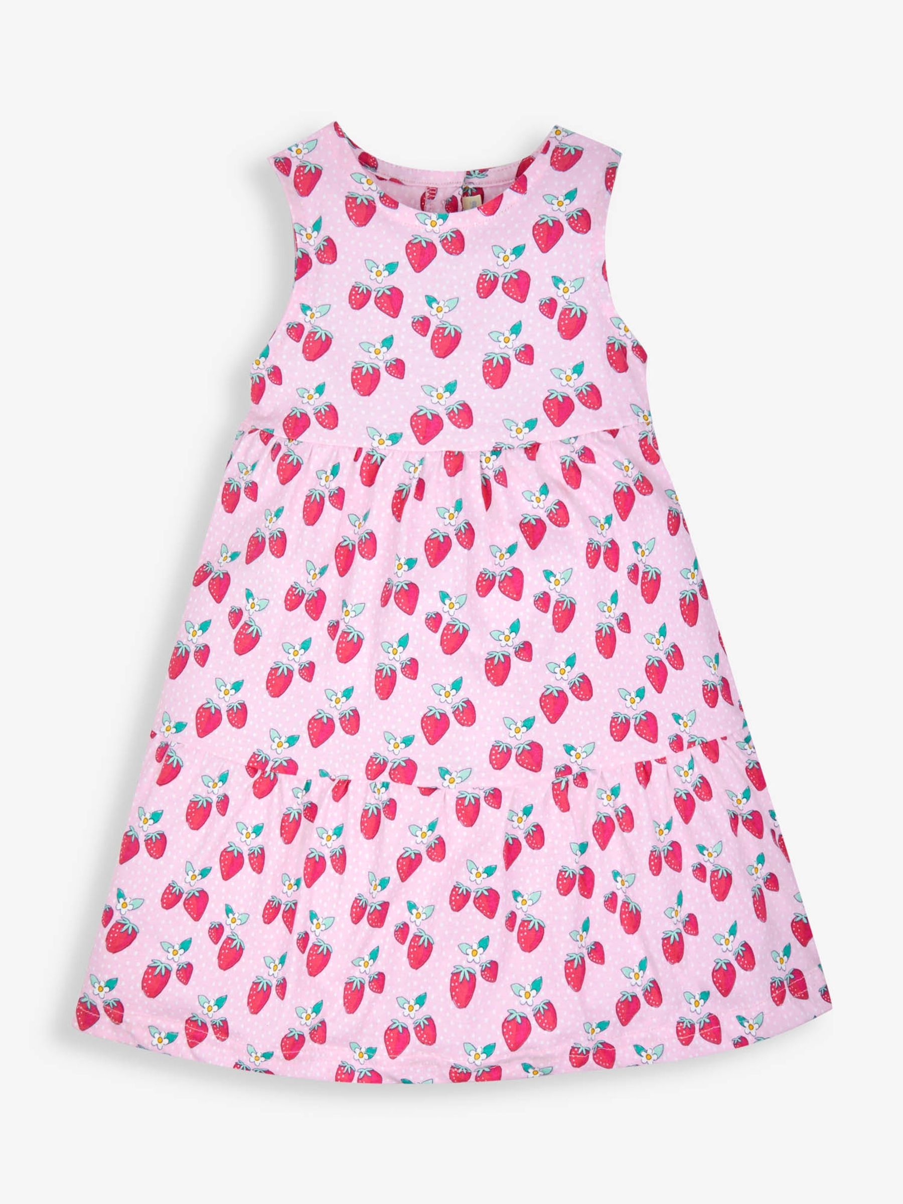 Pink Strawberry Print Tiered Dress - Image 1 of 2
