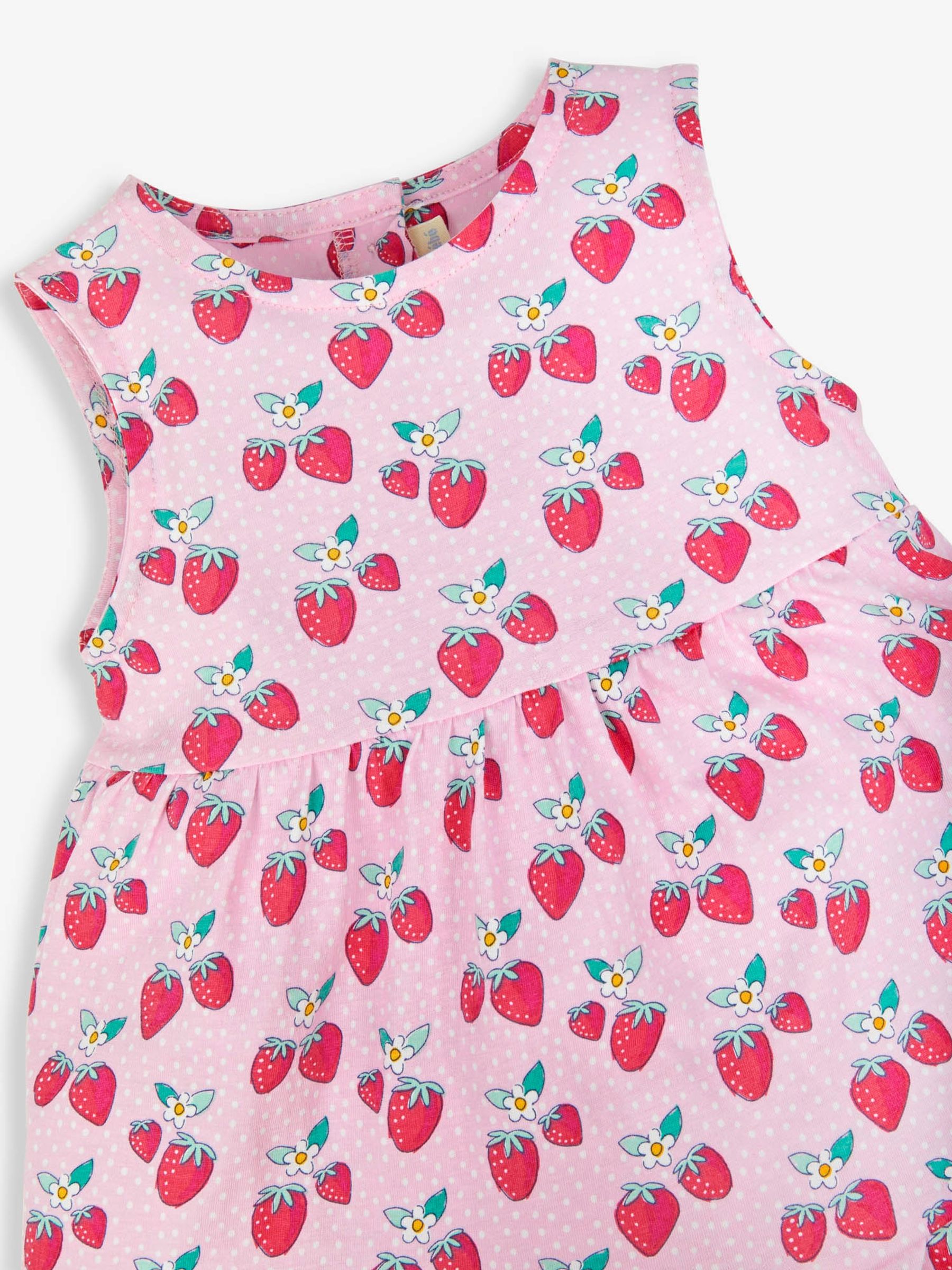Pink Strawberry Print Tiered Dress - Image 2 of 2