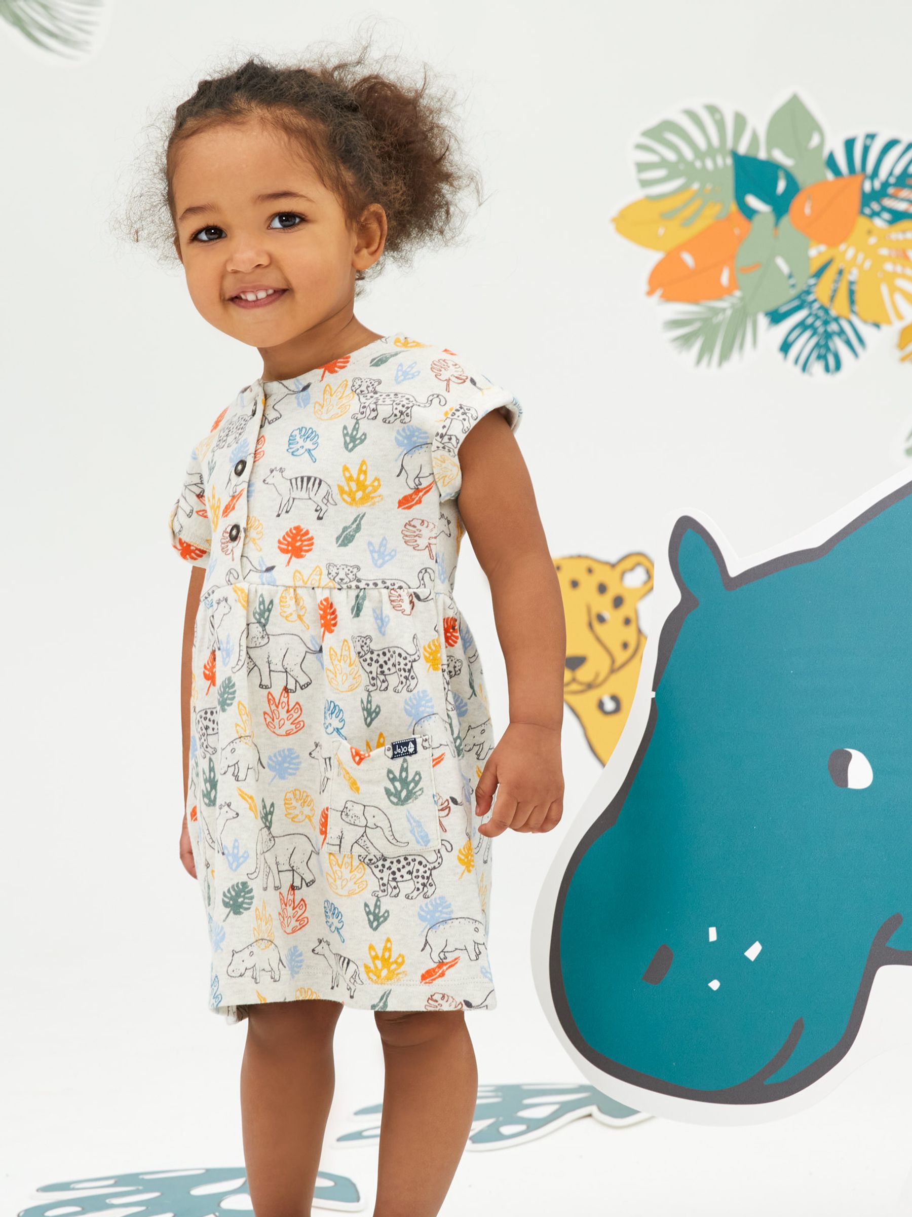 Natural Girls' Natural Rainforest Print Pet in Pocket Dress - Image 4 of 4