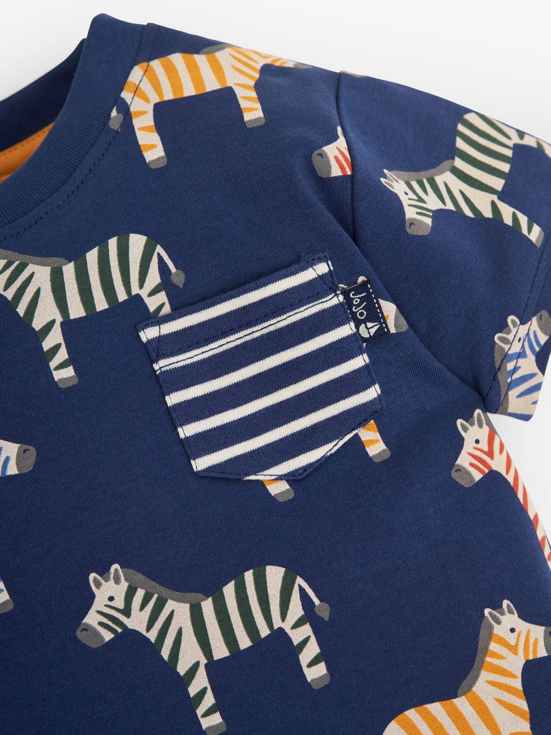 Navy Kids' Navy Multicolour Zebra Print T-Shirt - Image 2 of 2