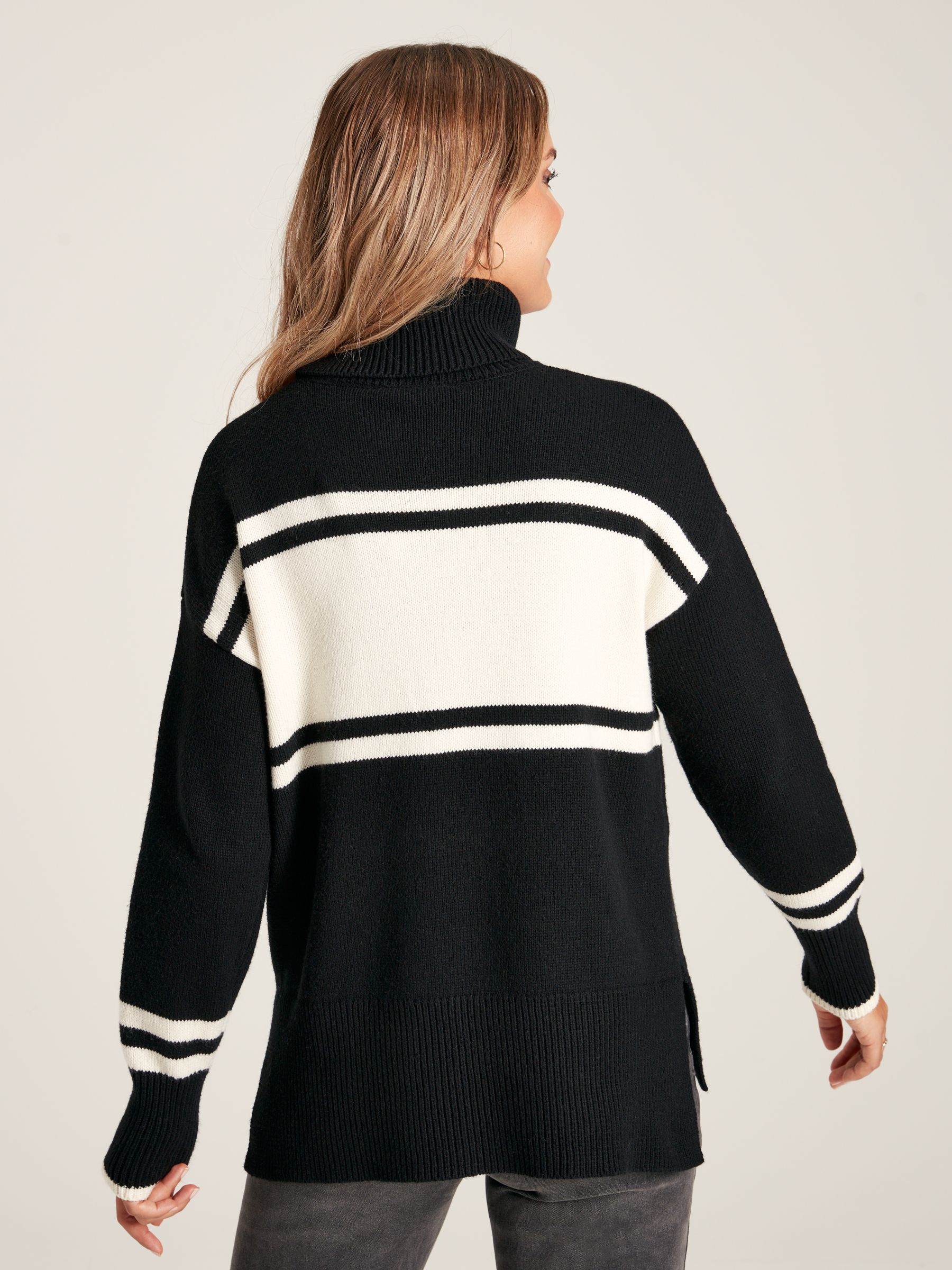 Tilda Black/Cream High Neck Snowflake Intarsia Jumper - Image 2 of 6