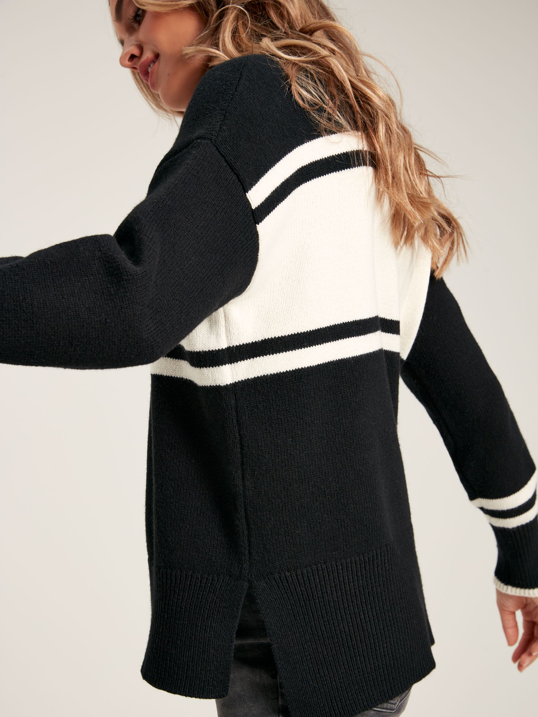 Tilda Black/Cream High Neck Snowflake Intarsia Jumper - Image 5 of 6