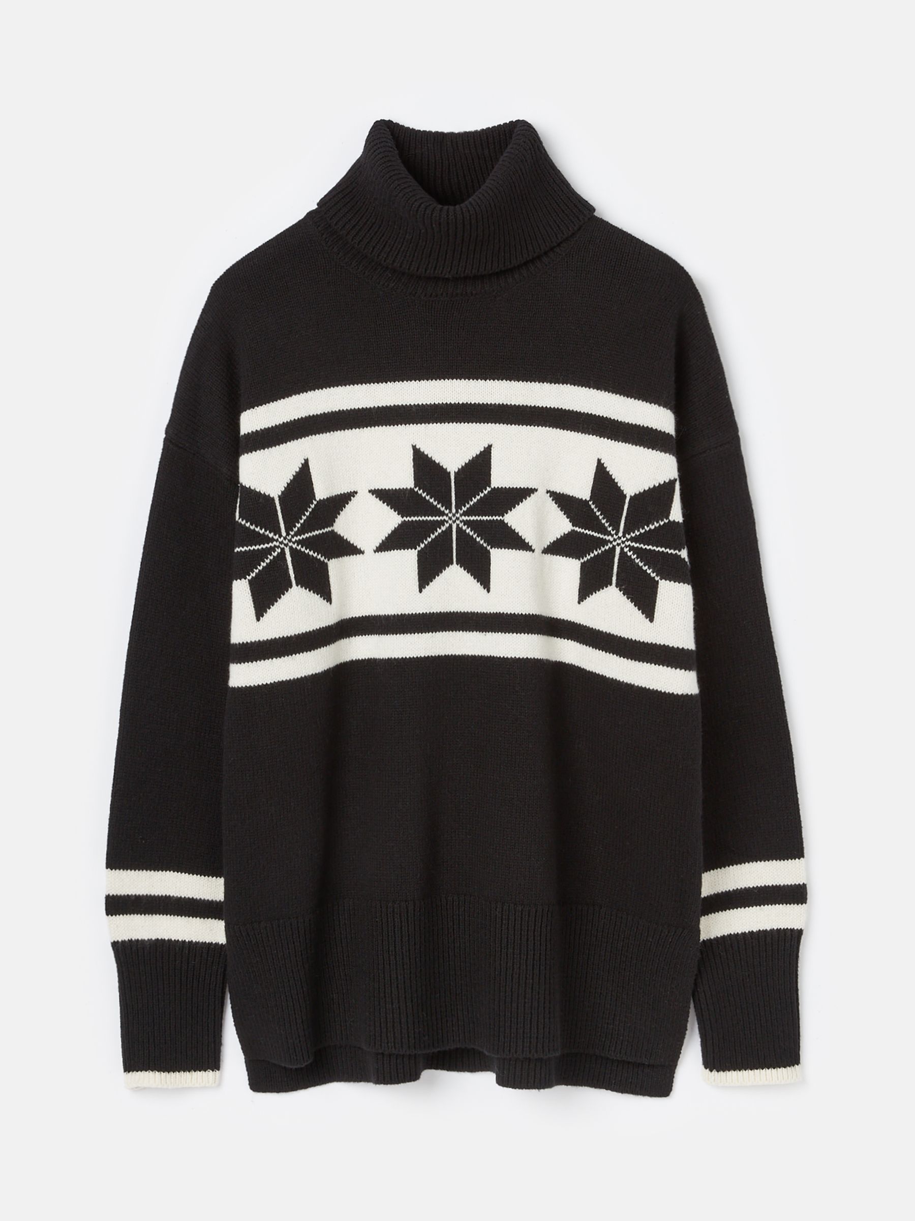 Tilda Black/Cream High Neck Snowflake Intarsia Jumper - Image 6 of 6