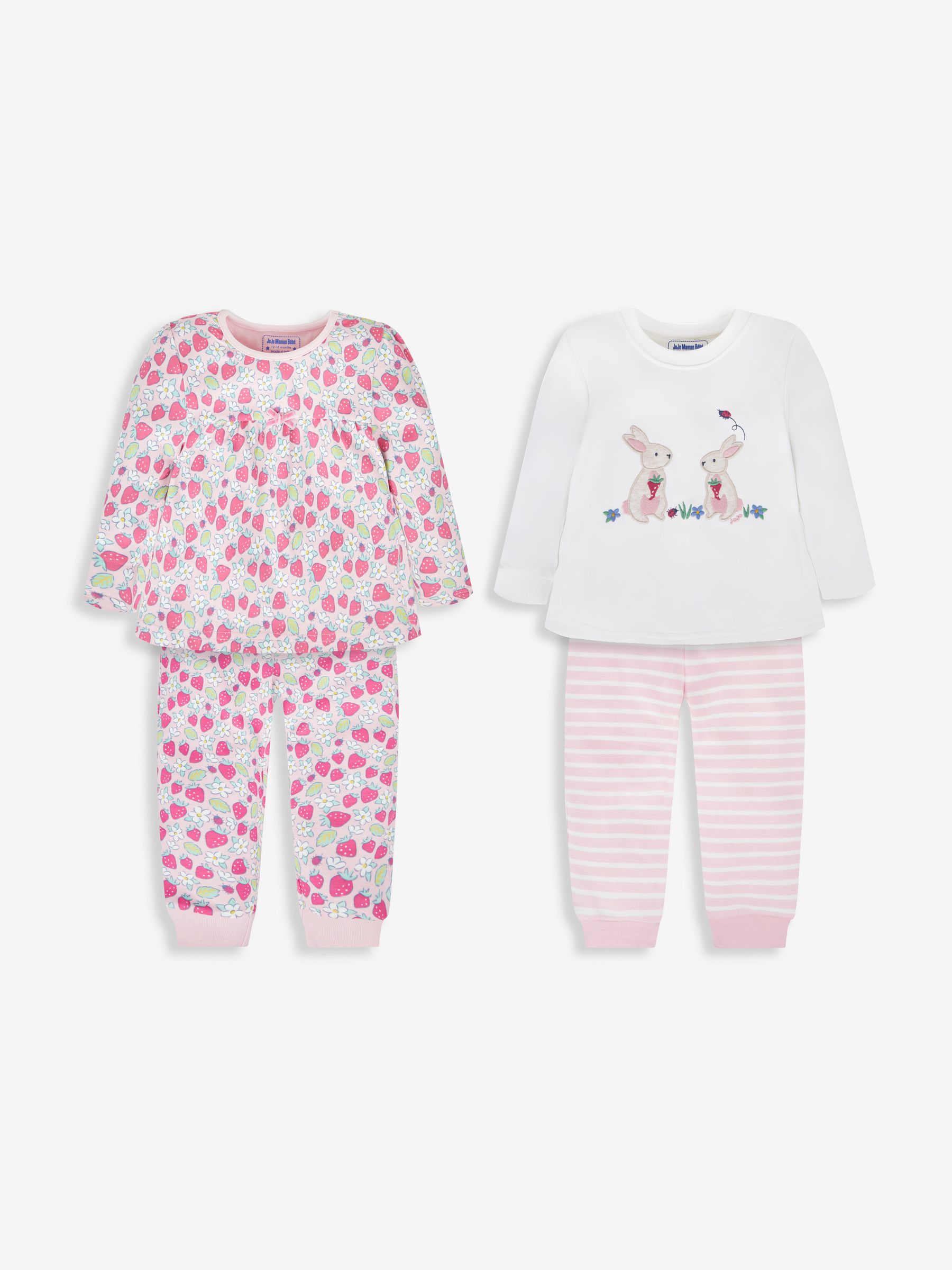 Pink Girls' 2-Pack Strawberry Jersey Pyjamas - Image 1 of 12