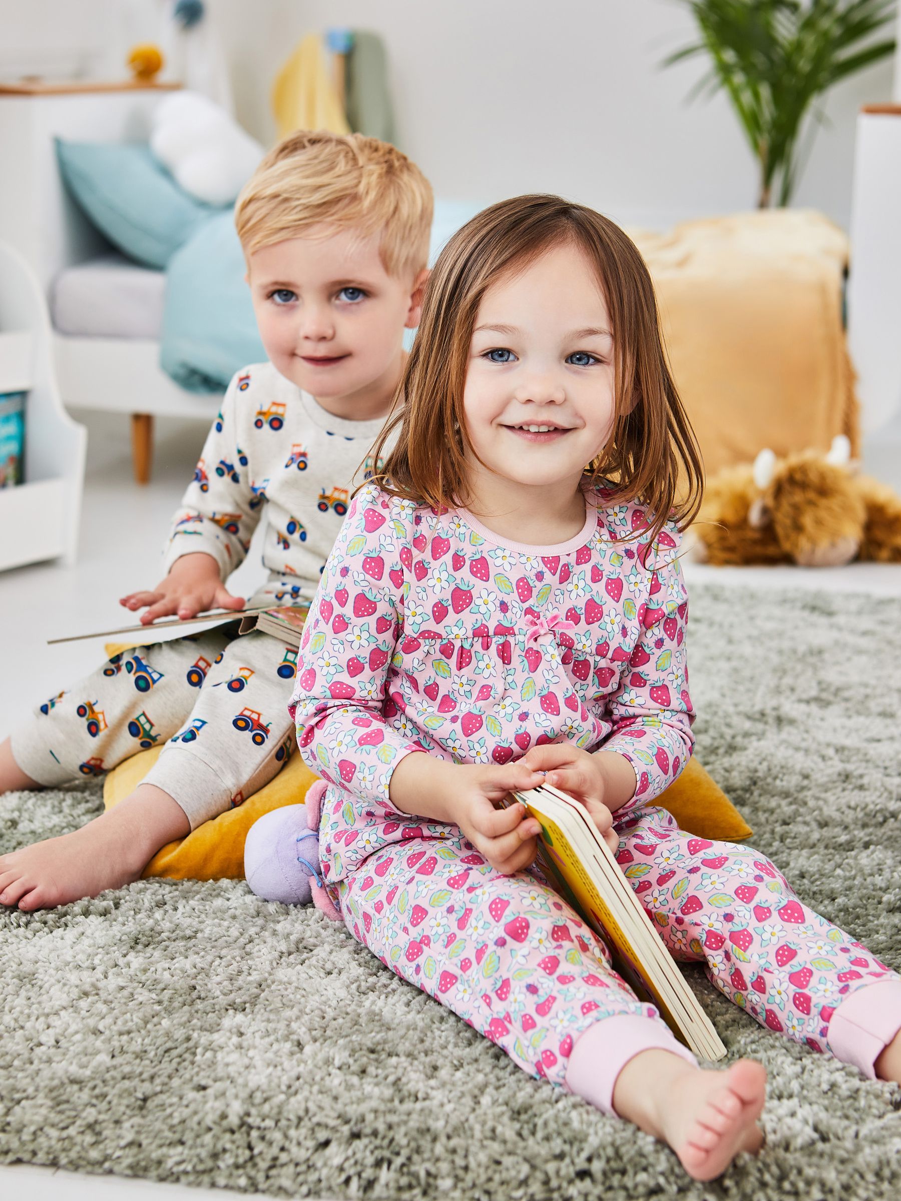 Pink Girls' 2-Pack Strawberry Jersey Pyjamas - Image 10 of 12