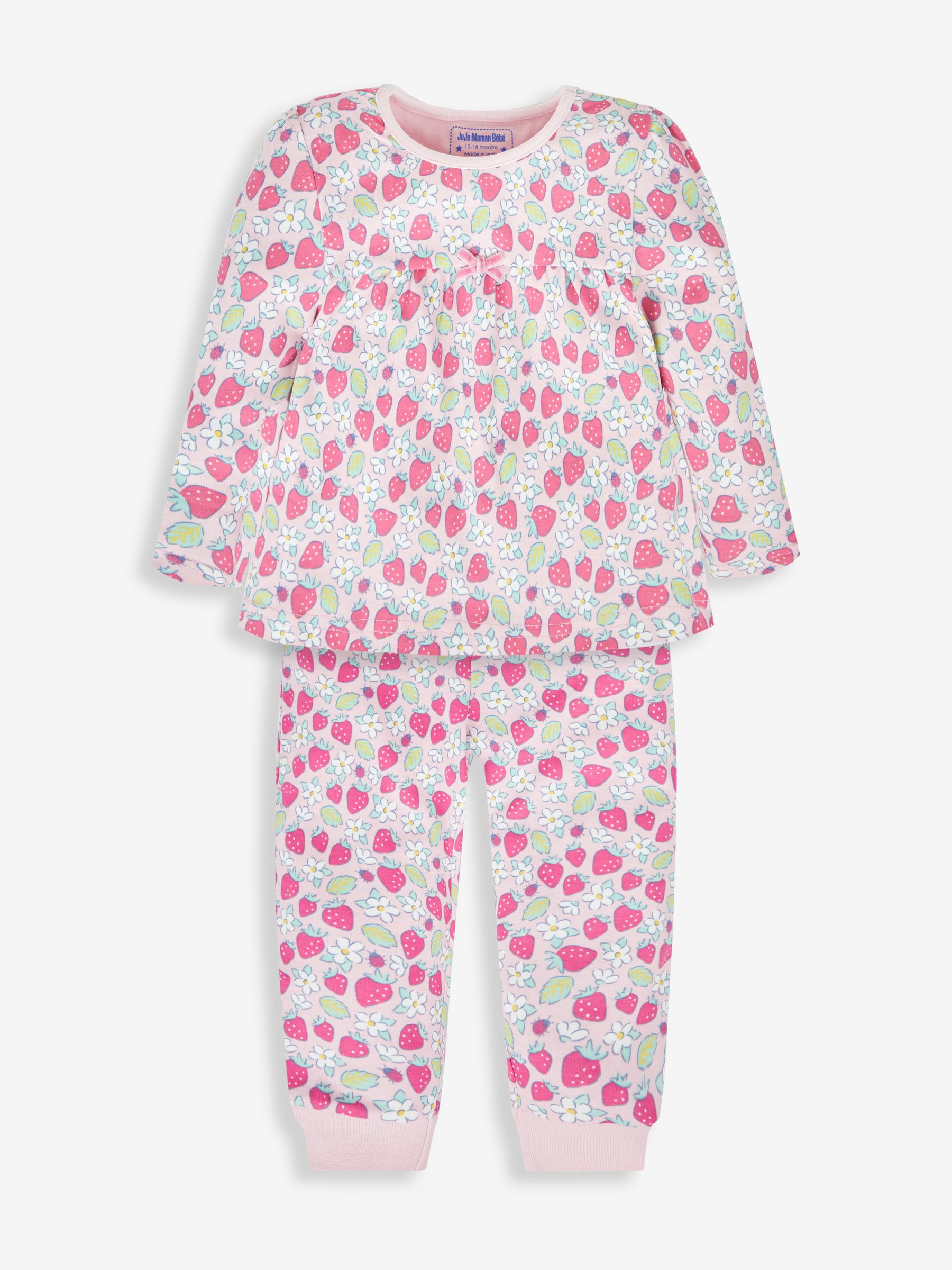 Pink Girls' 2-Pack Strawberry Jersey Pyjamas - Image 2 of 12