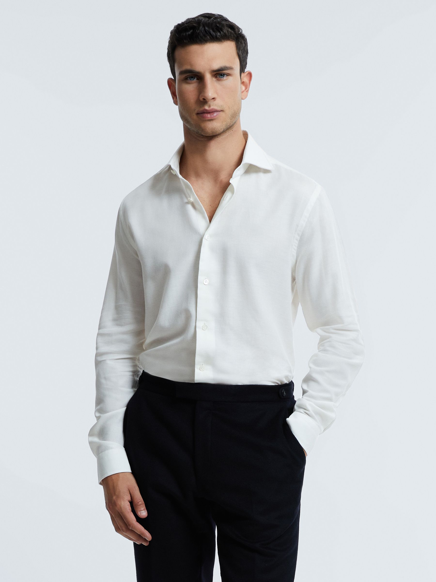 Atelier Italian Cotton Cashmere Shirt in White - Image 1 of 6