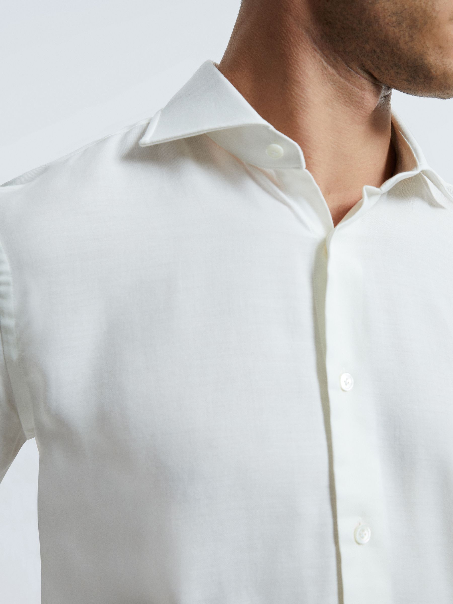 Atelier Italian Cotton Cashmere Shirt in White - Image 3 of 6
