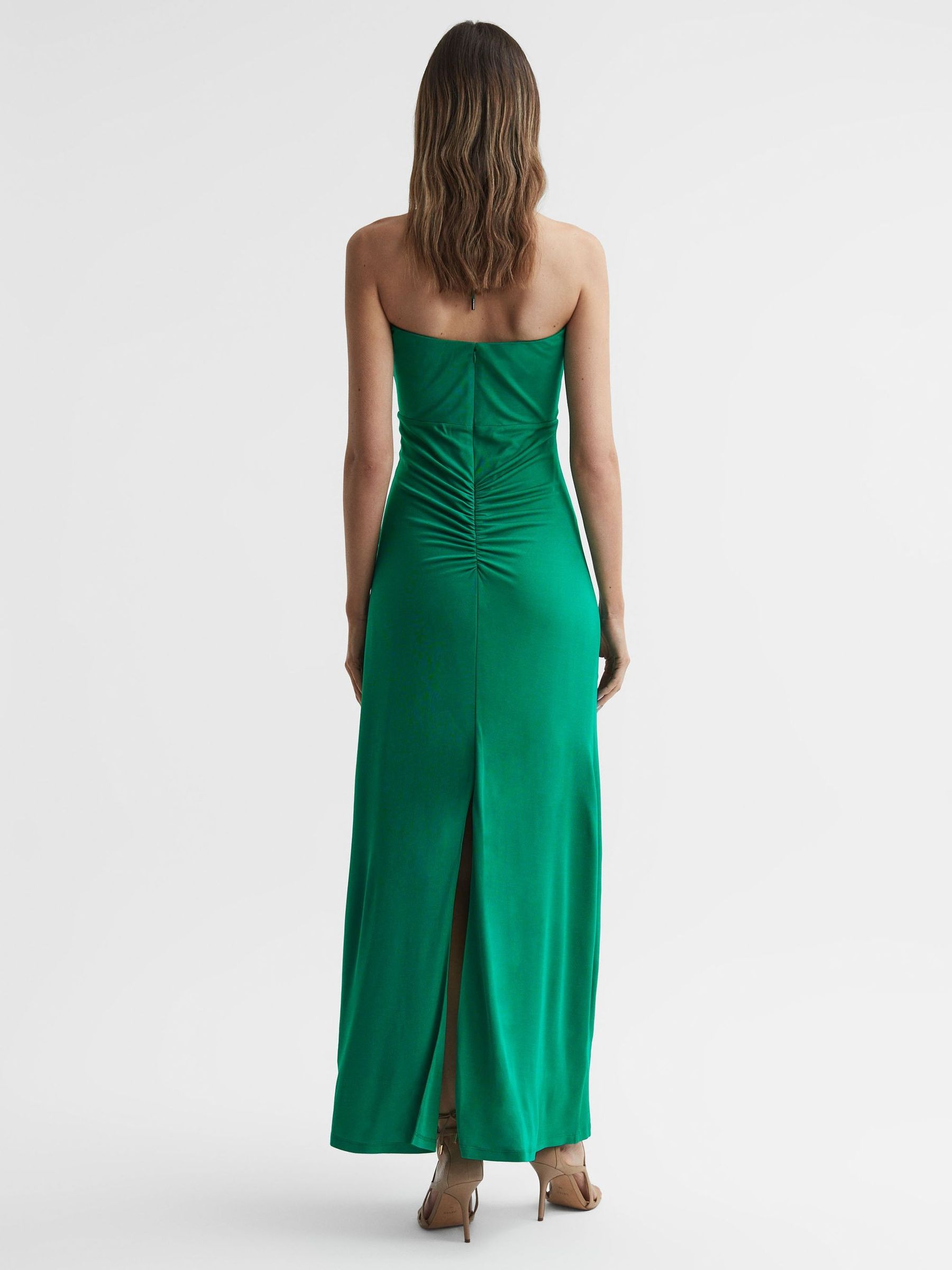 Plunge Halter Neck Maxi Dress in Green - Image 5 of 5