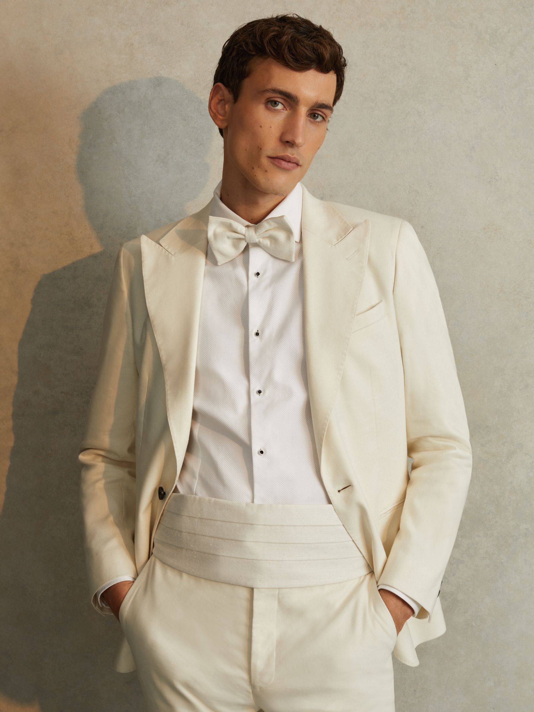 Silk Blend Pleated Cummerbund in Ecru - Image 2 of 4