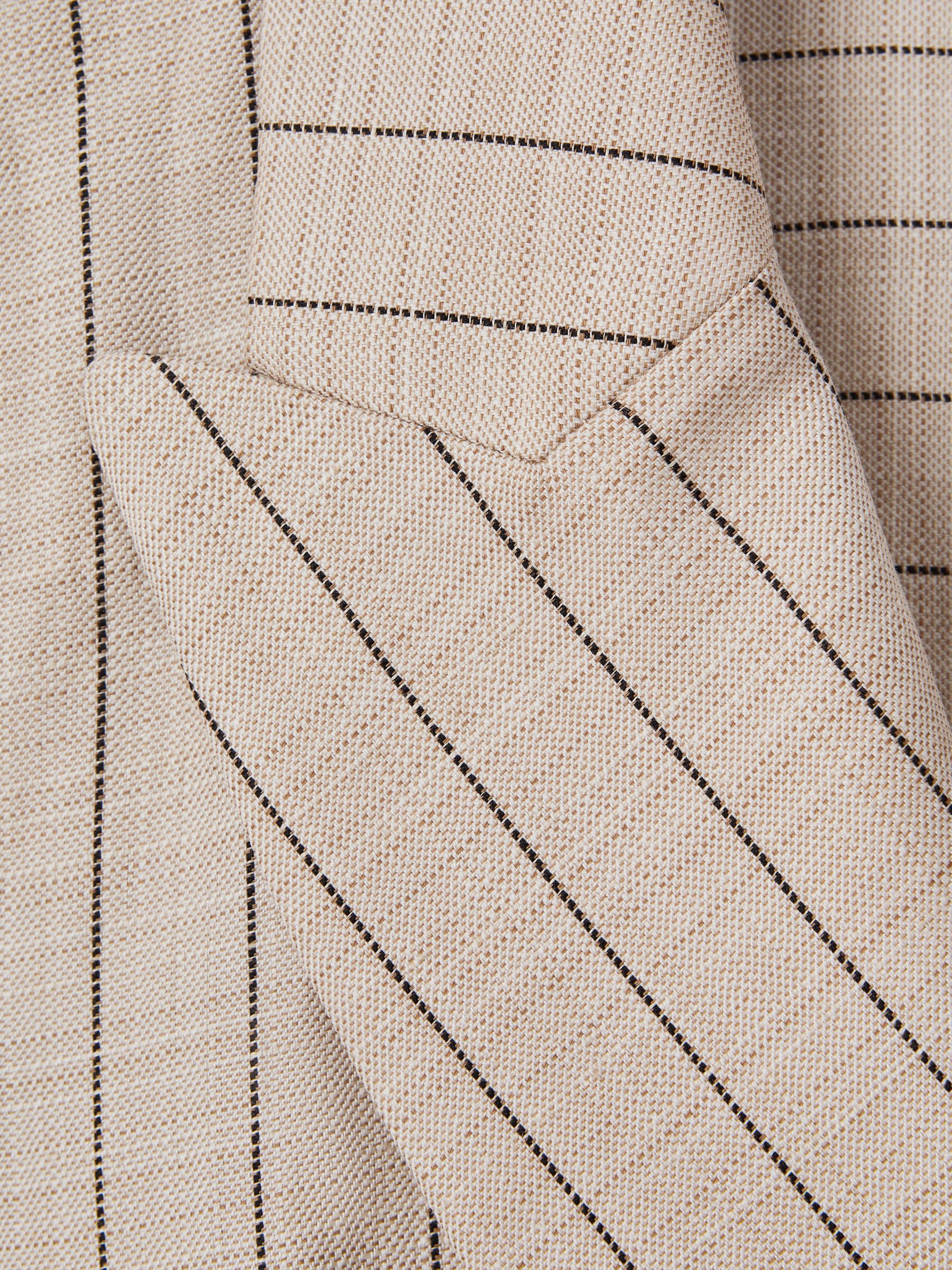 Wool Blend Striped Double Breasted Midi Dress in Neutral - Image 5 of 5