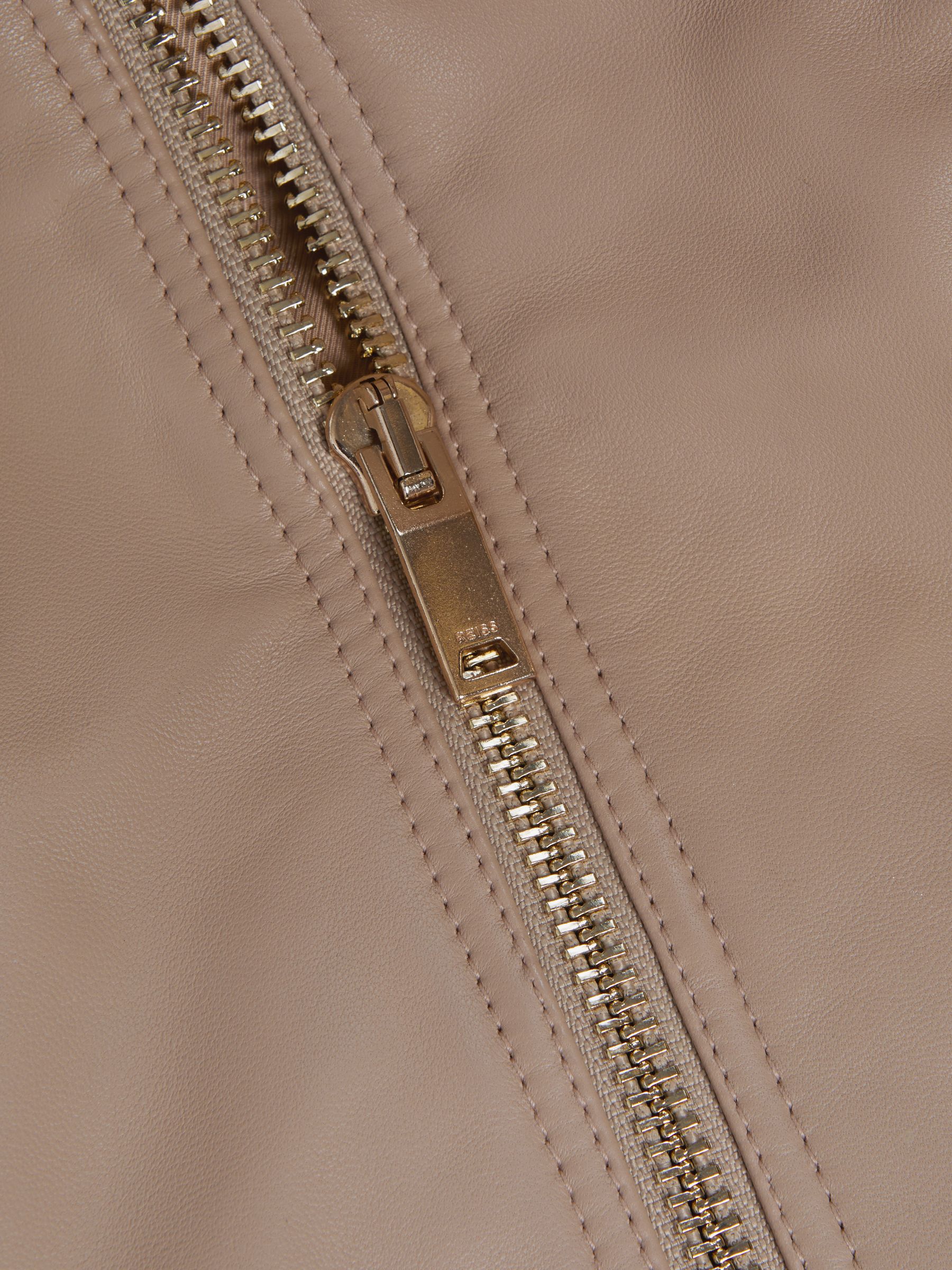 Leather Zip-Front Jacket in Neutral - Image 7 of 7