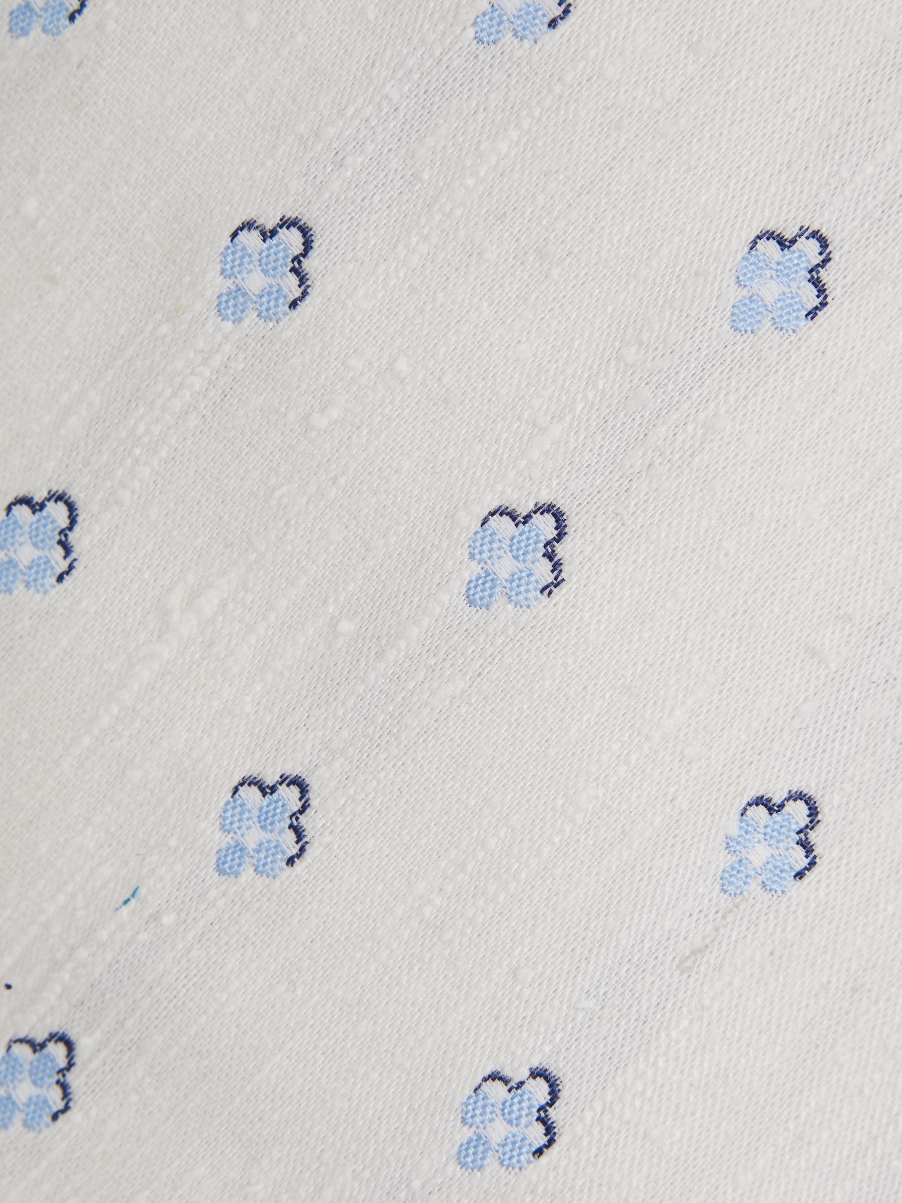 Silk Blend Textured Floral Print Tie in Cream - Image 5 of 5