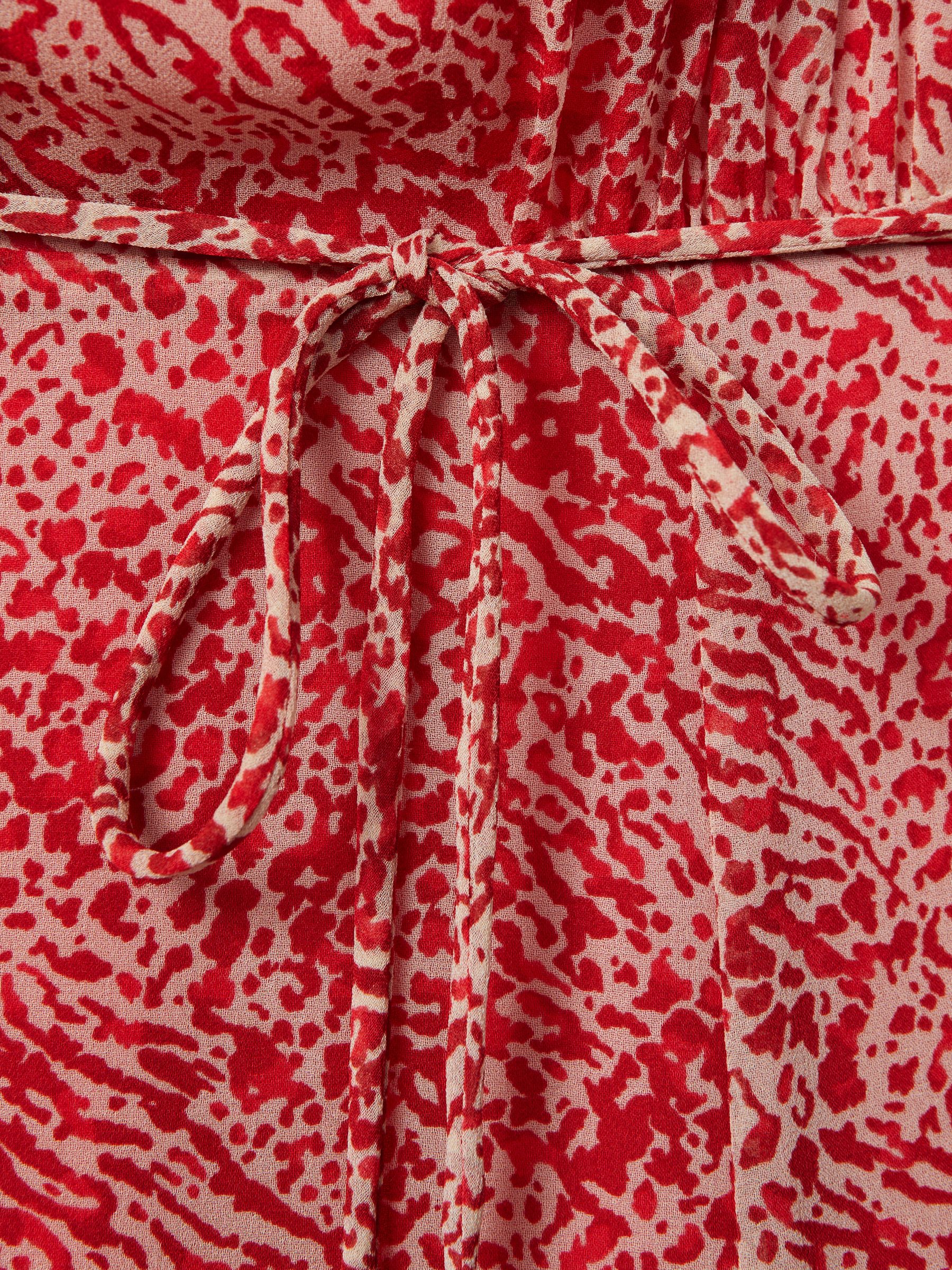 Petite Printed Belted Midi Dress in Red - Image 6 of 8