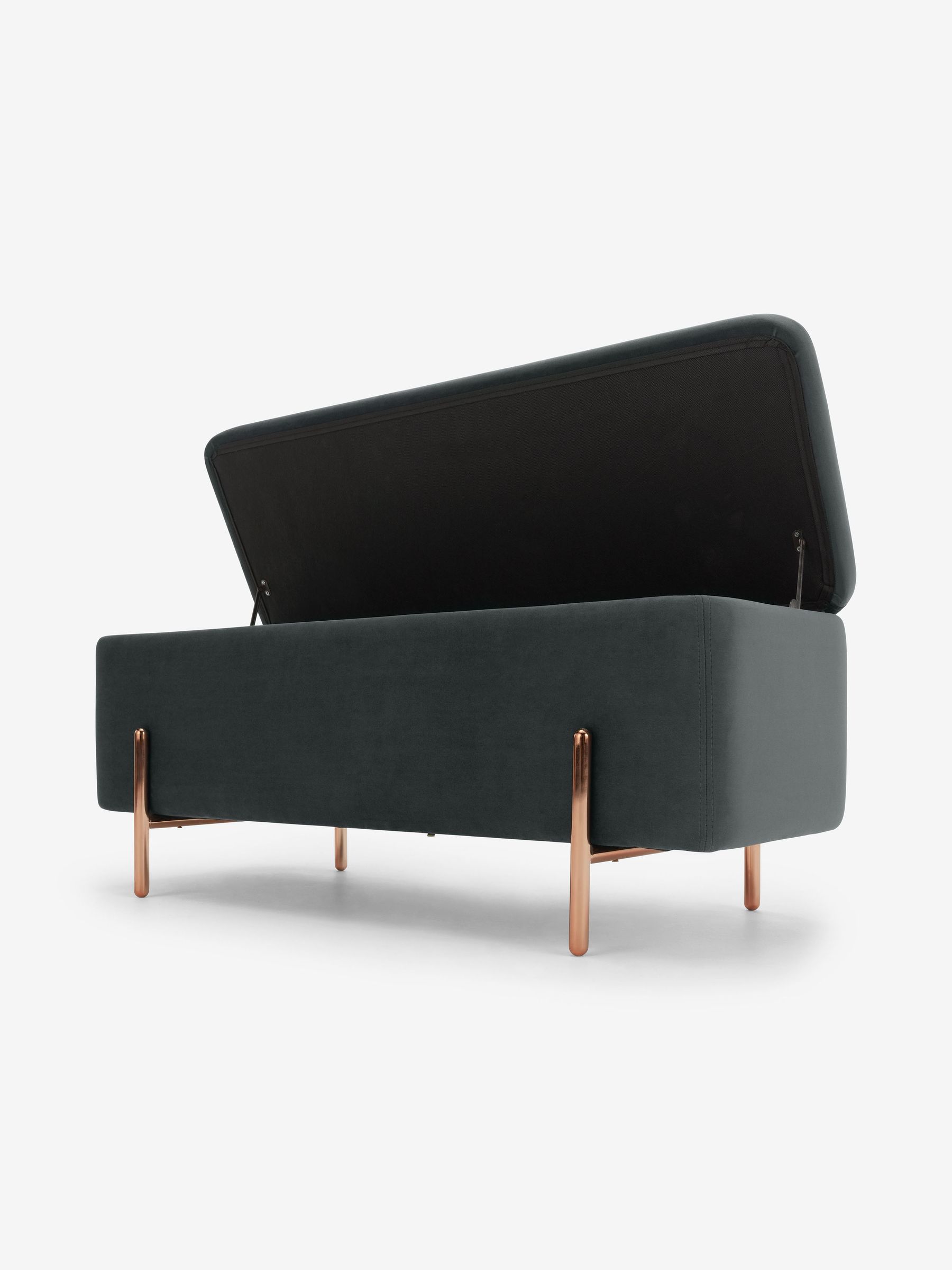 Asare Storage Ottoman Bench in Grey - Image 2 of 4