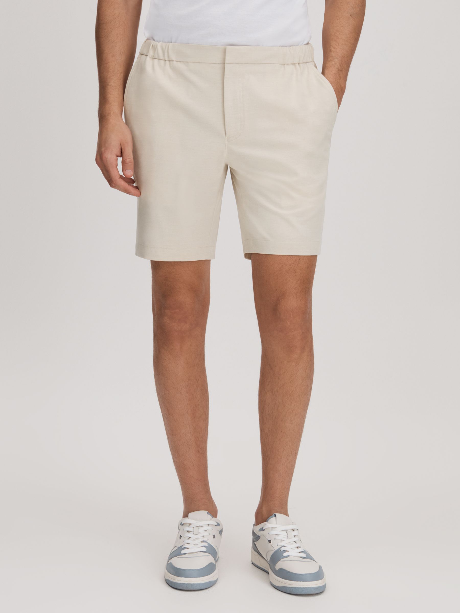 Slim Fit Drawstring Chino Shorts in Stone - Image 3 of 6