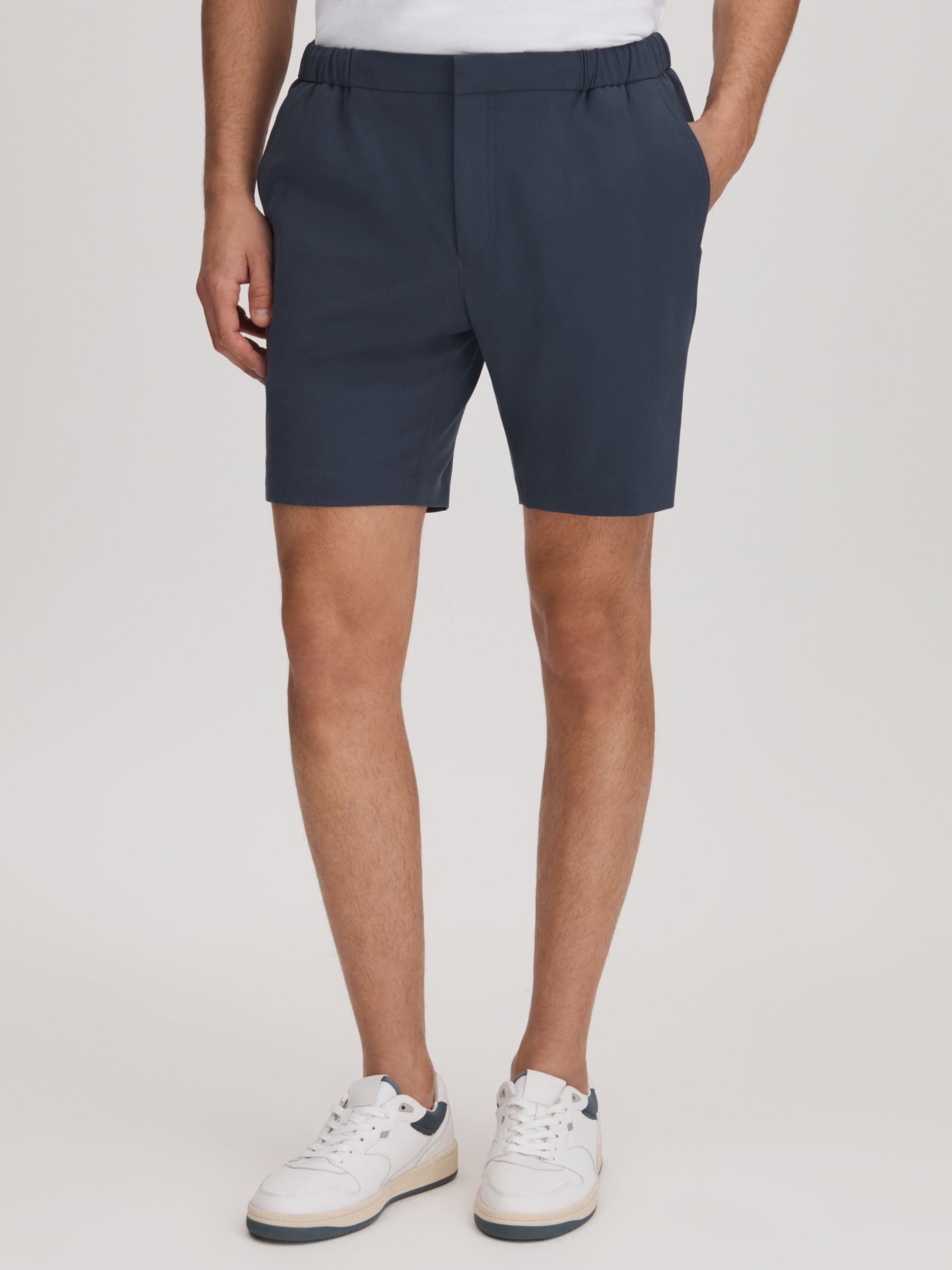 Slim Fit Drawstring Chino Shorts in Airforce Blue - Image 3 of 6