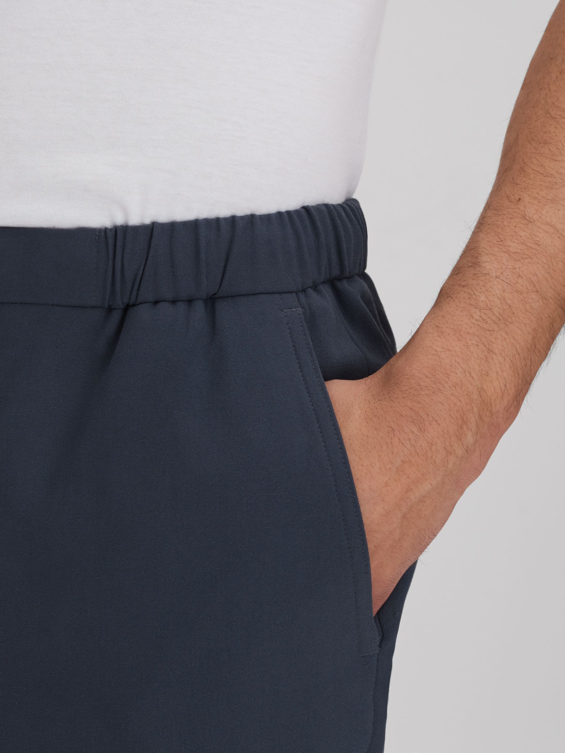 Slim Fit Drawstring Chino Shorts in Airforce Blue - Image 5 of 6