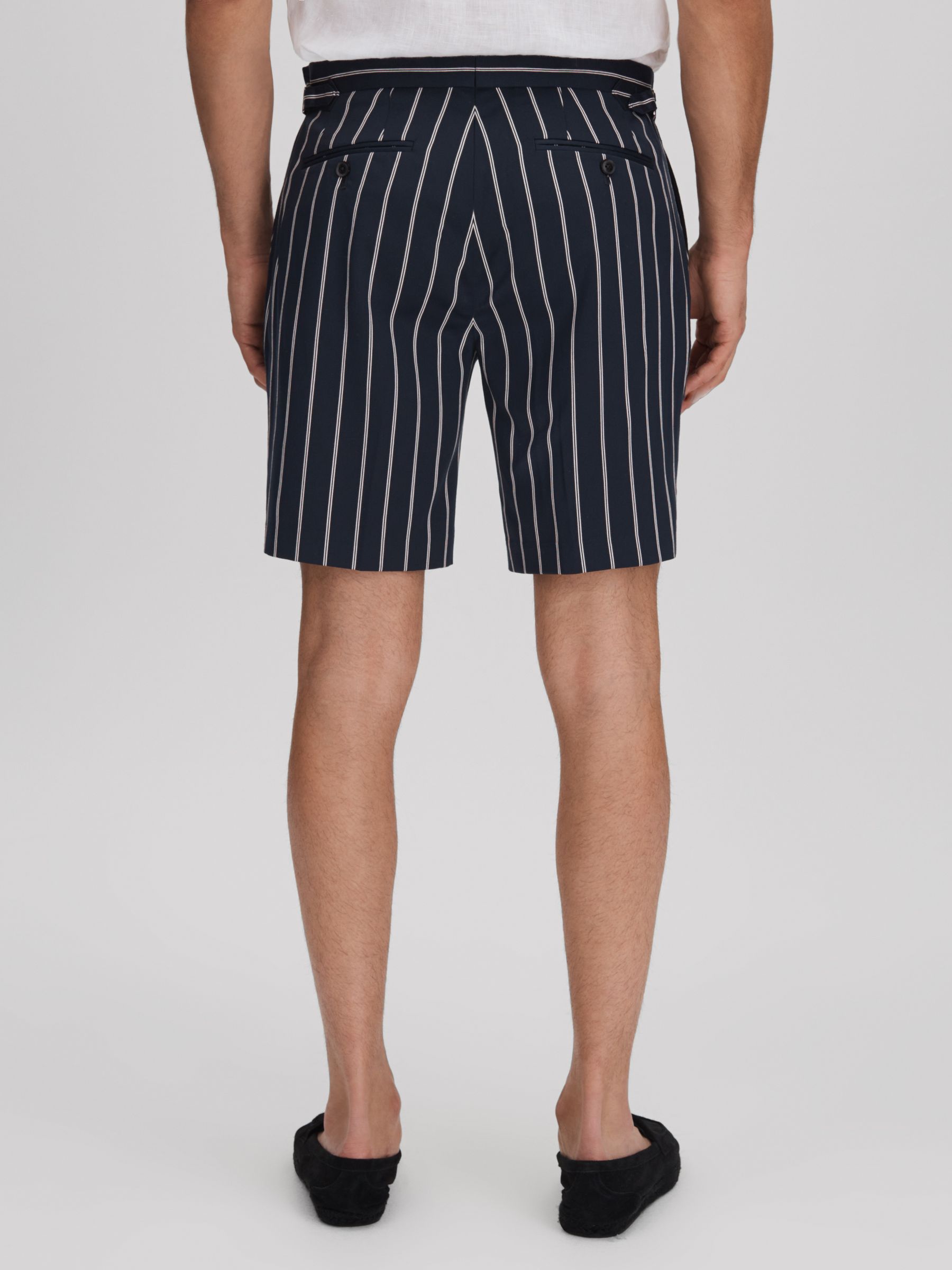 Striped Side Adjuster Shorts in Navy/White - Image 4 of 6