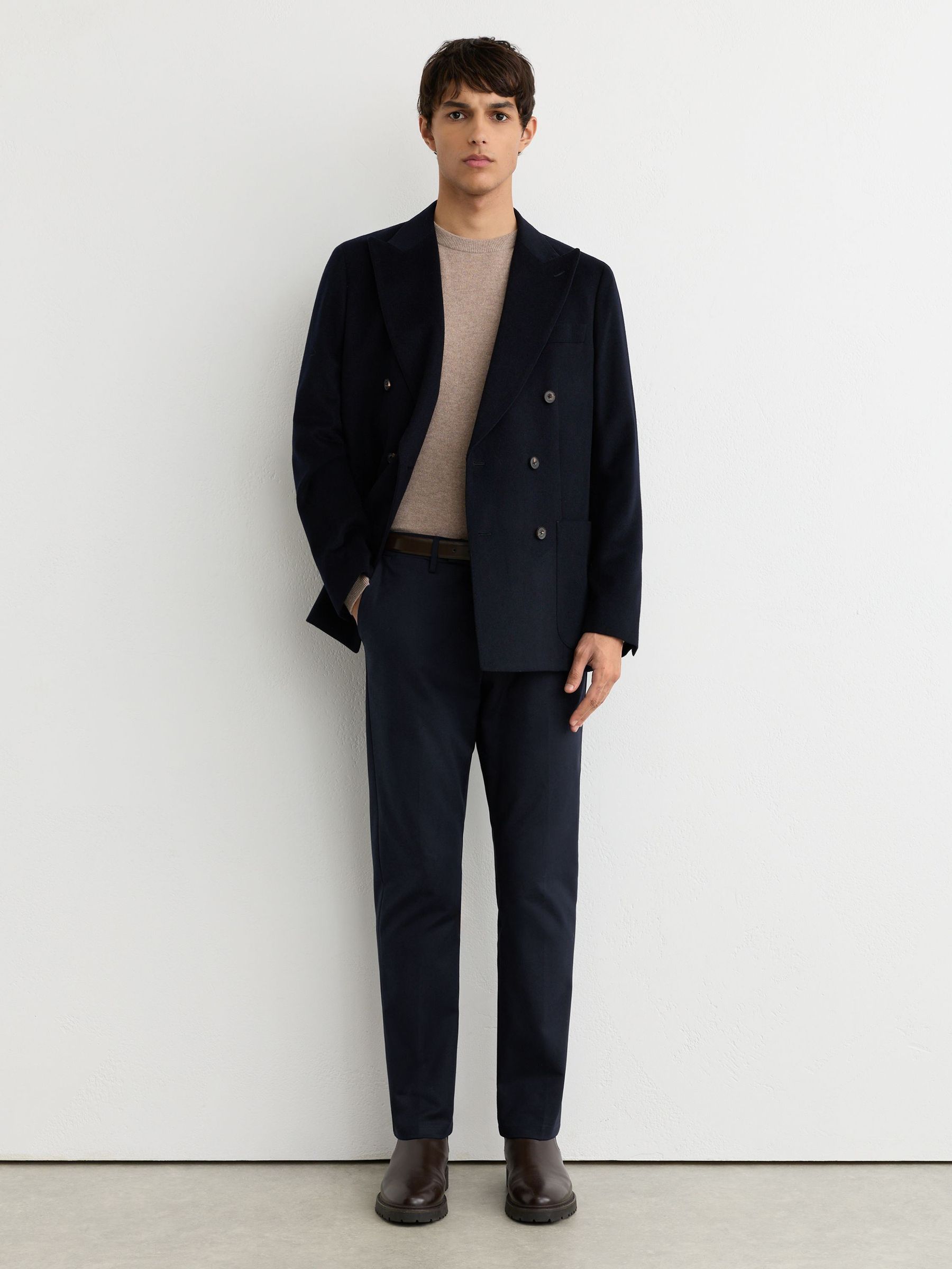 Cotton-Stretch Slim-Fit Chinos in Navy - Image 1 of 6