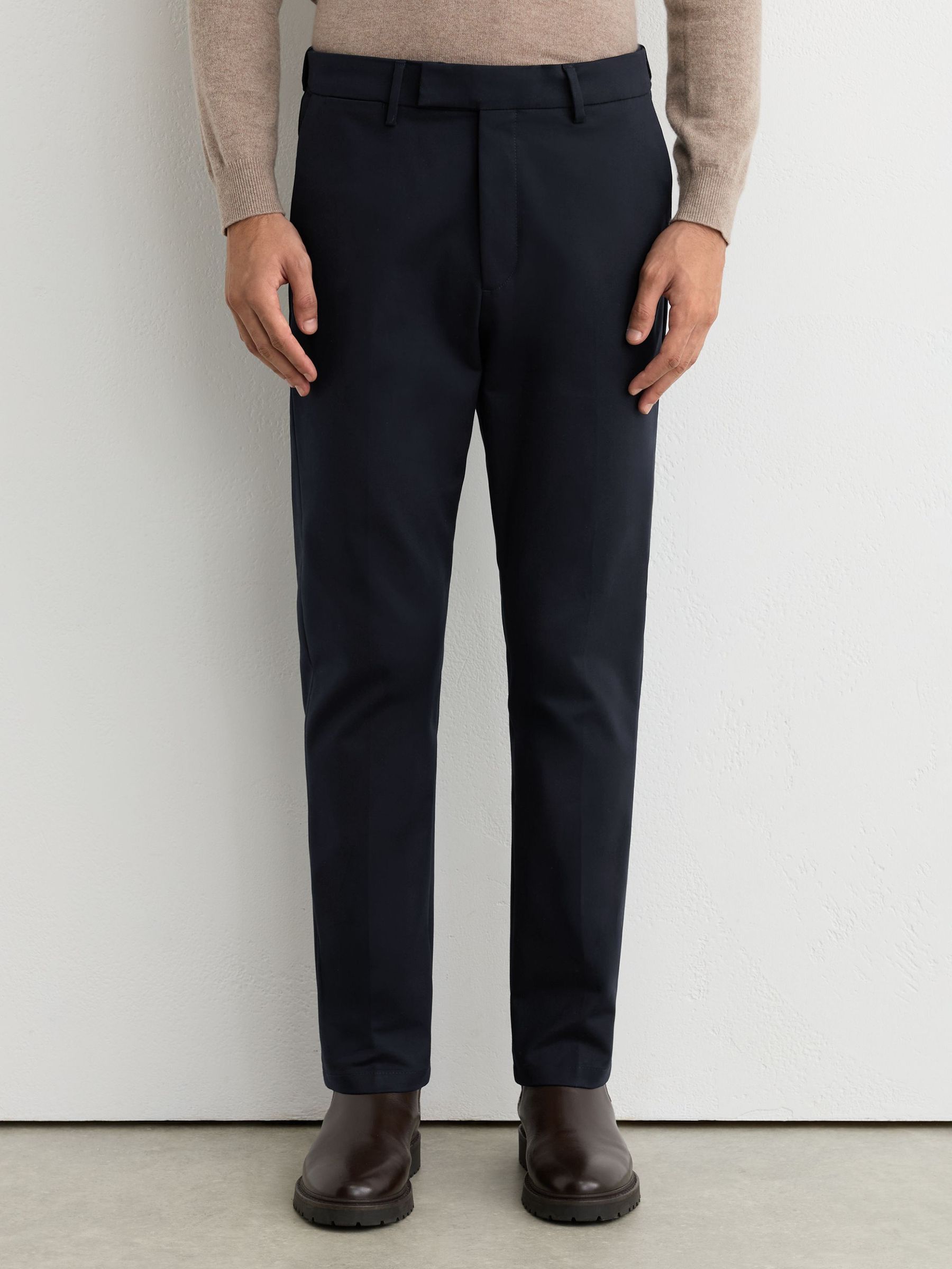 Cotton-Stretch Slim-Fit Chinos in Navy - Image 3 of 6