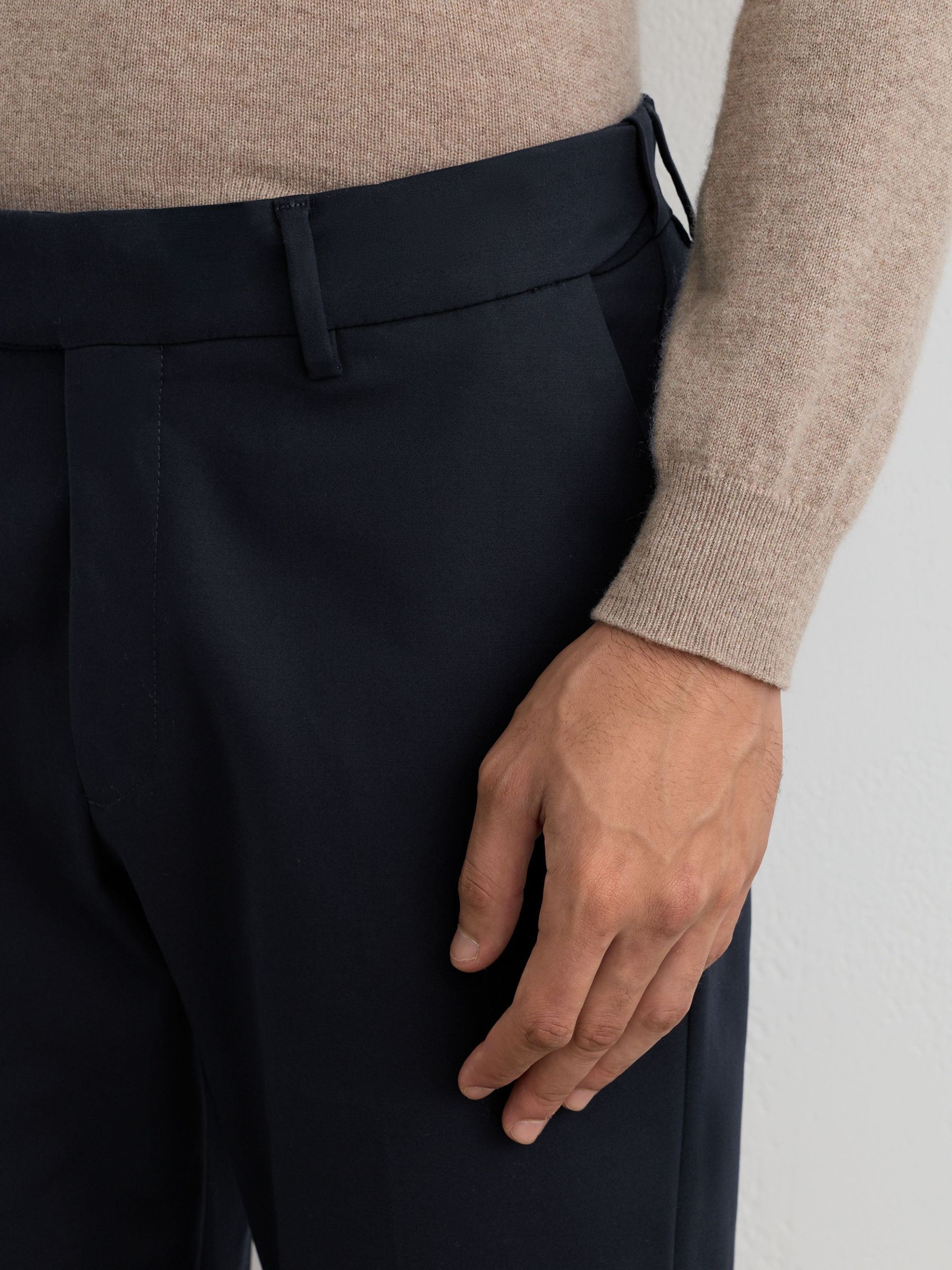 Cotton-Stretch Slim-Fit Chinos in Navy - Image 4 of 6