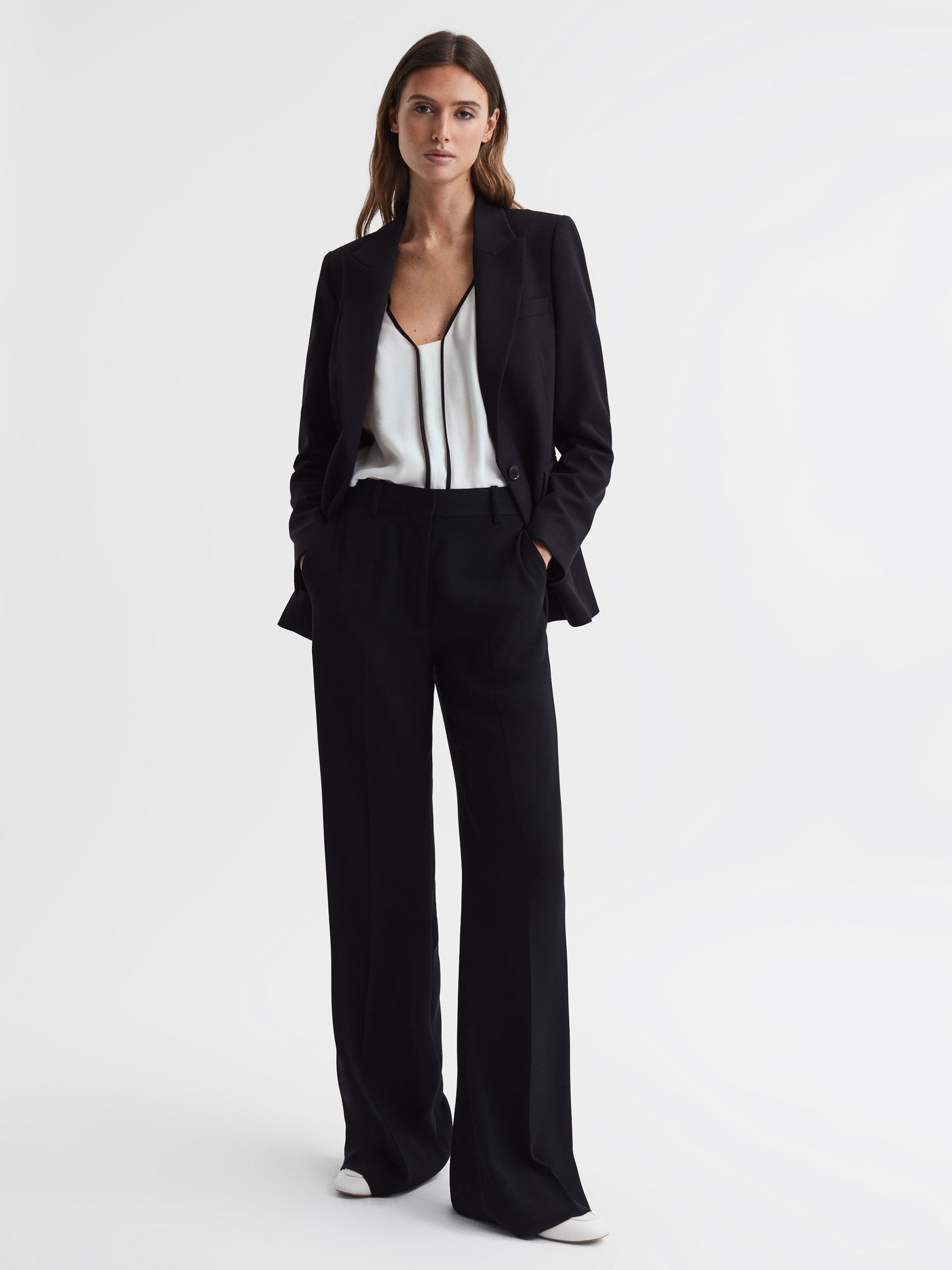 Sleeveless V-Neck Vest in Ivory/Black - Image 3 of 5