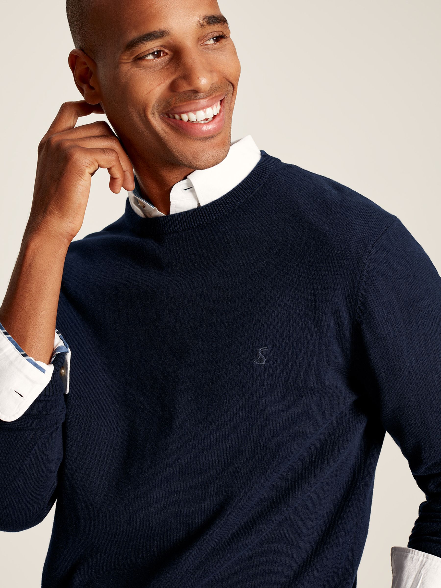 Jarvis Navy Blue Cotton Crew Neck Jumper - Image 4 of 6