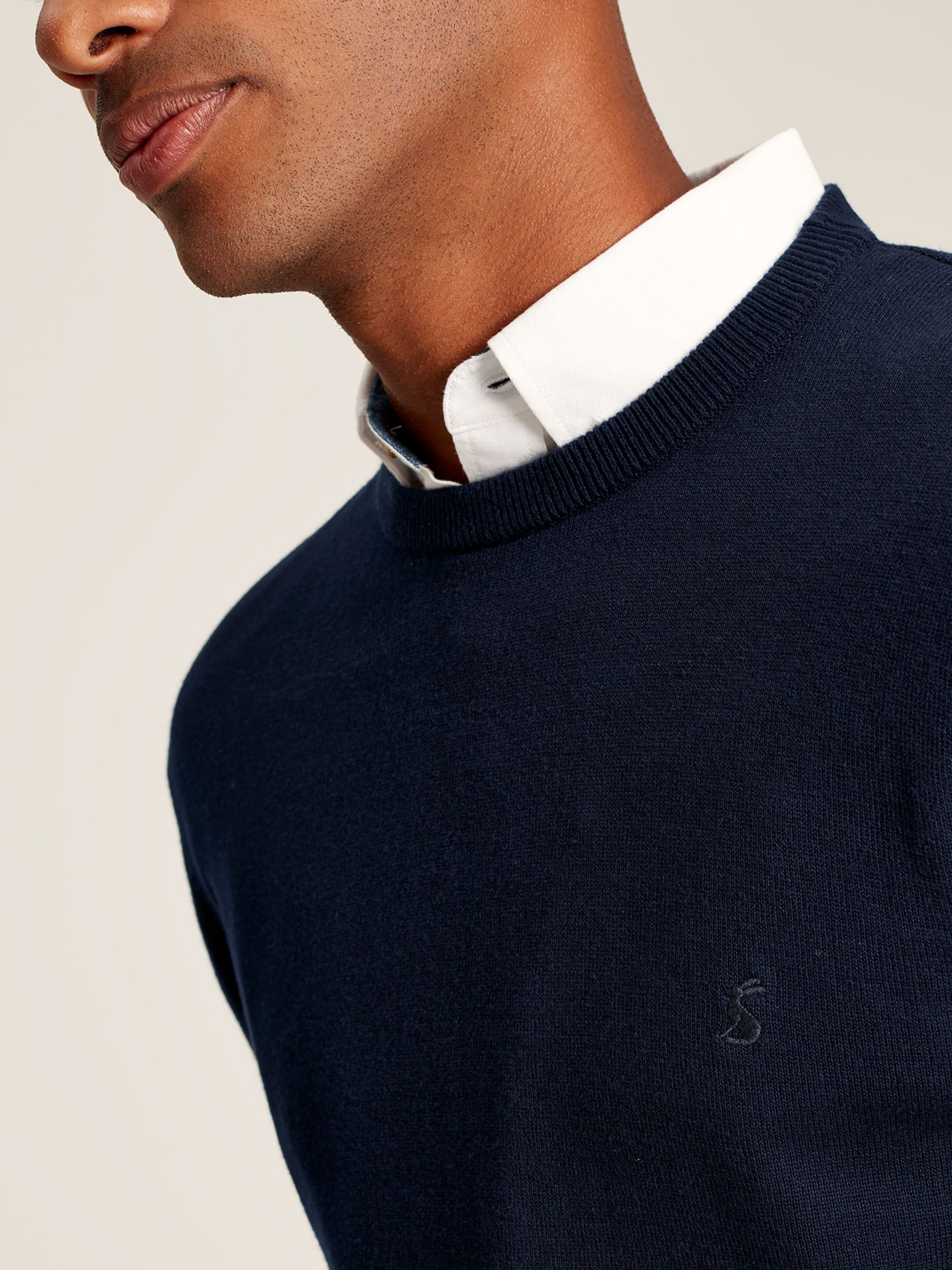 Jarvis Navy Blue Cotton Crew Neck Jumper - Image 5 of 6