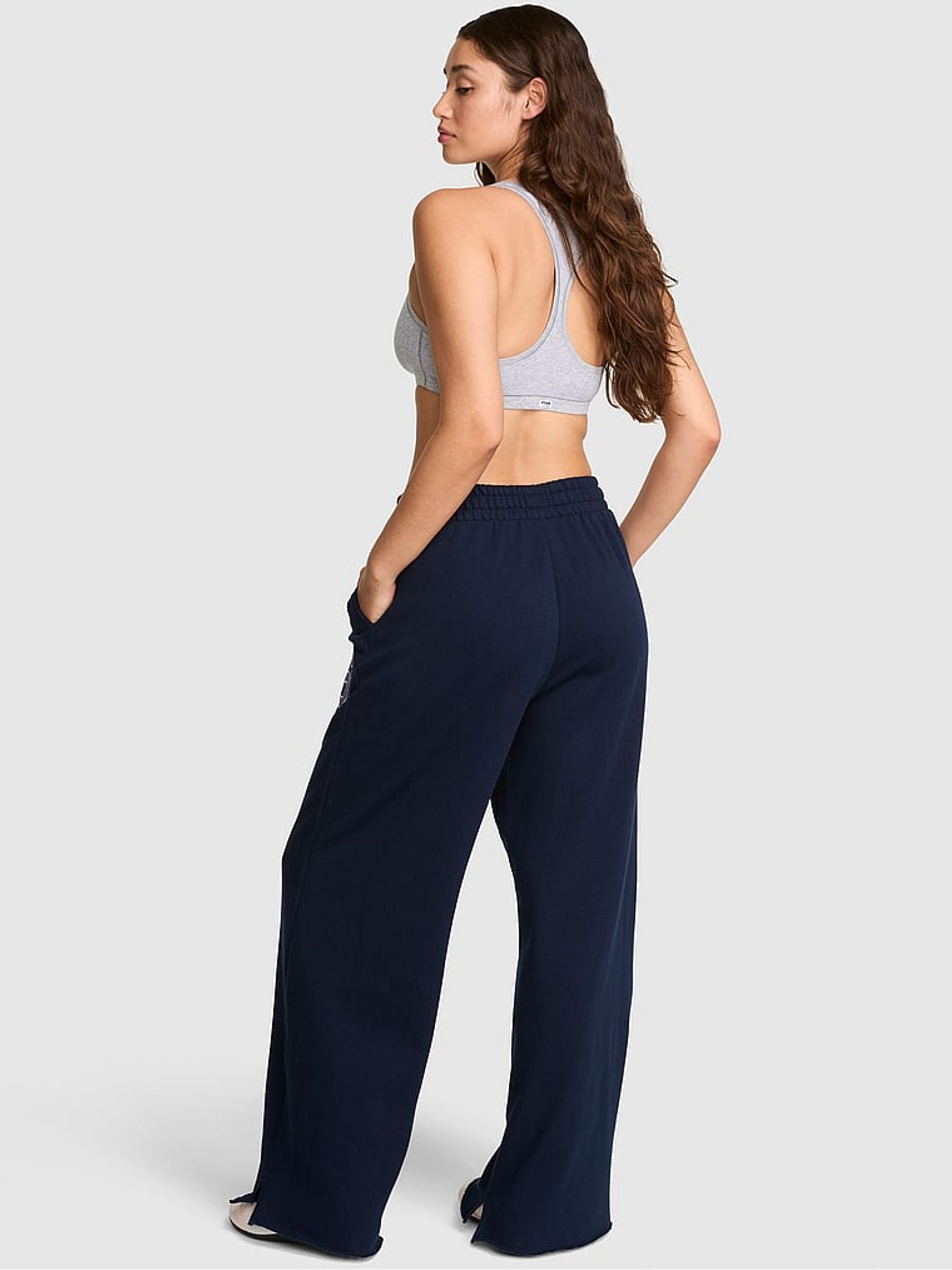 Noir Navy Blue Wide Leg Fleece Joggers - Image 2 of 2