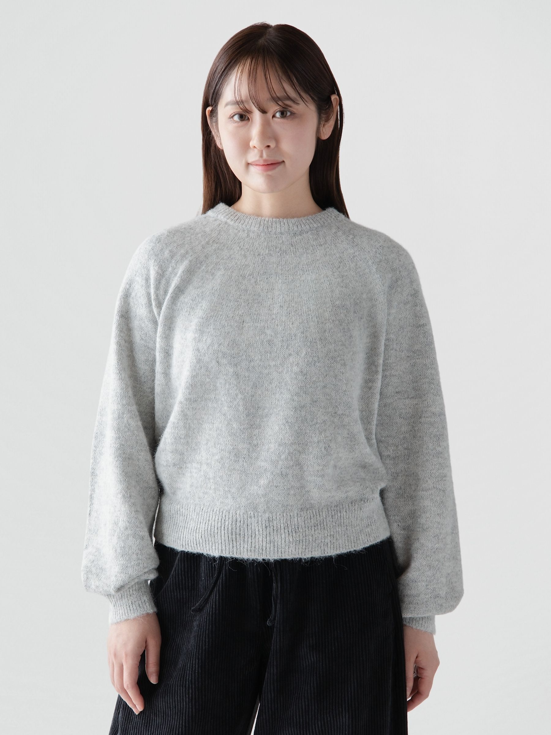 Grey Fuzzy Relaxed Crew Neck Jumper - Image 1 of 3