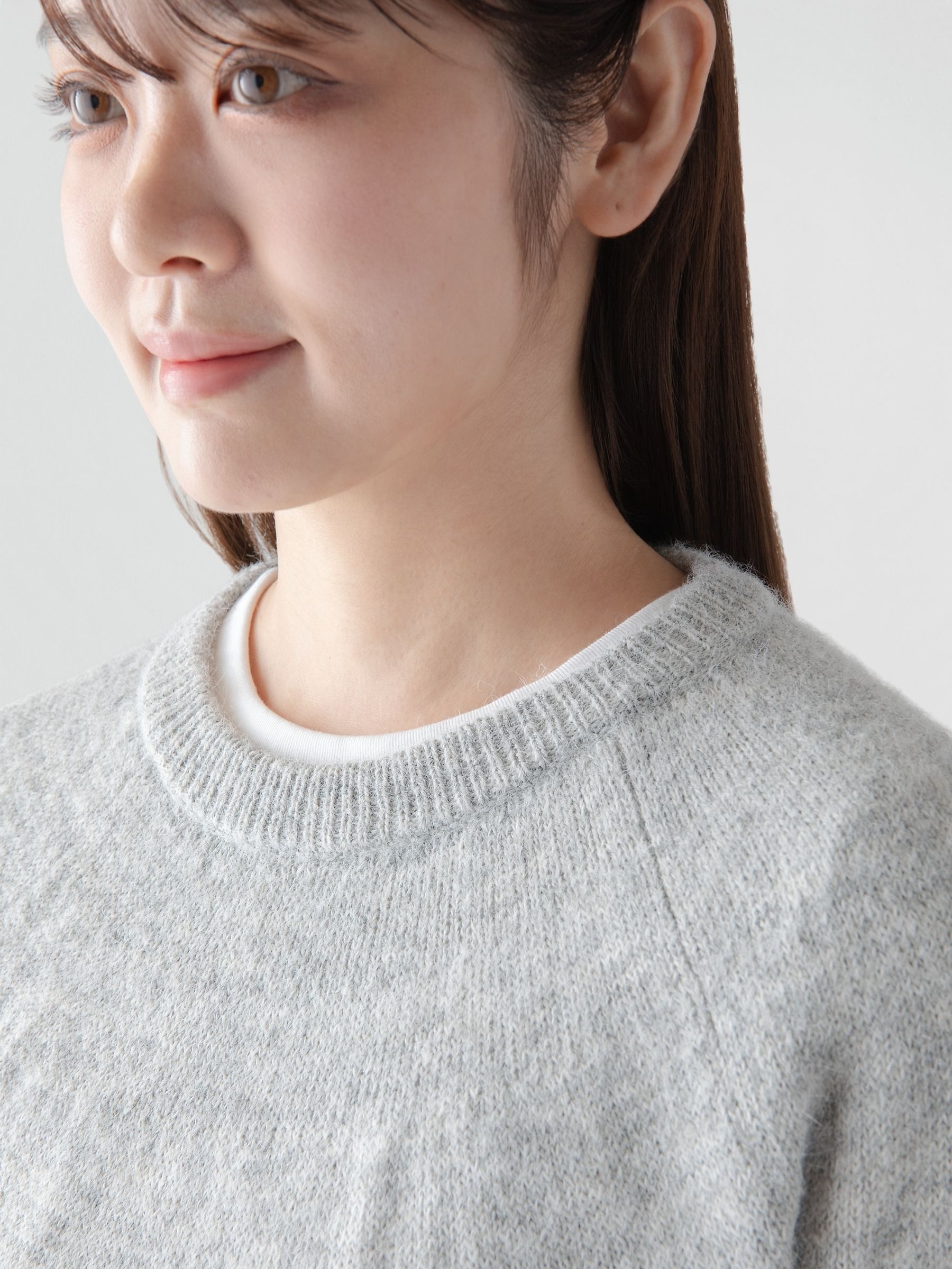Grey Fuzzy Relaxed Crew Neck Jumper - Image 3 of 3 Grey Fuzzy Relaxed Crew Neck Jumper - Image 3 of 3