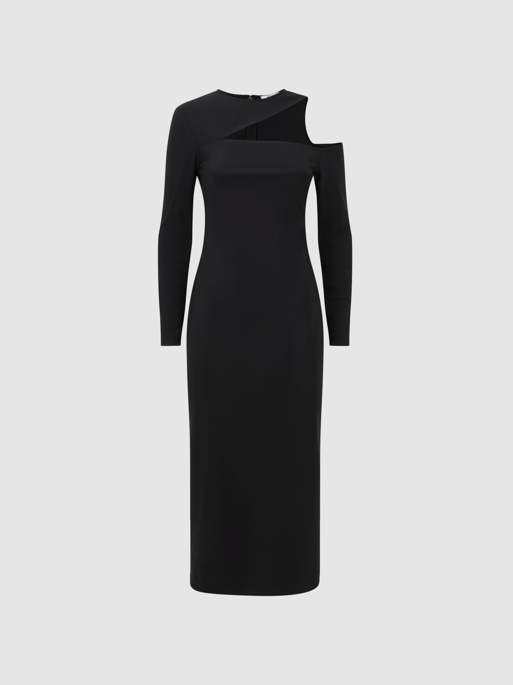 Bodycon Off-The-Shoulder Midi Dress in Black - Image 2 of 4