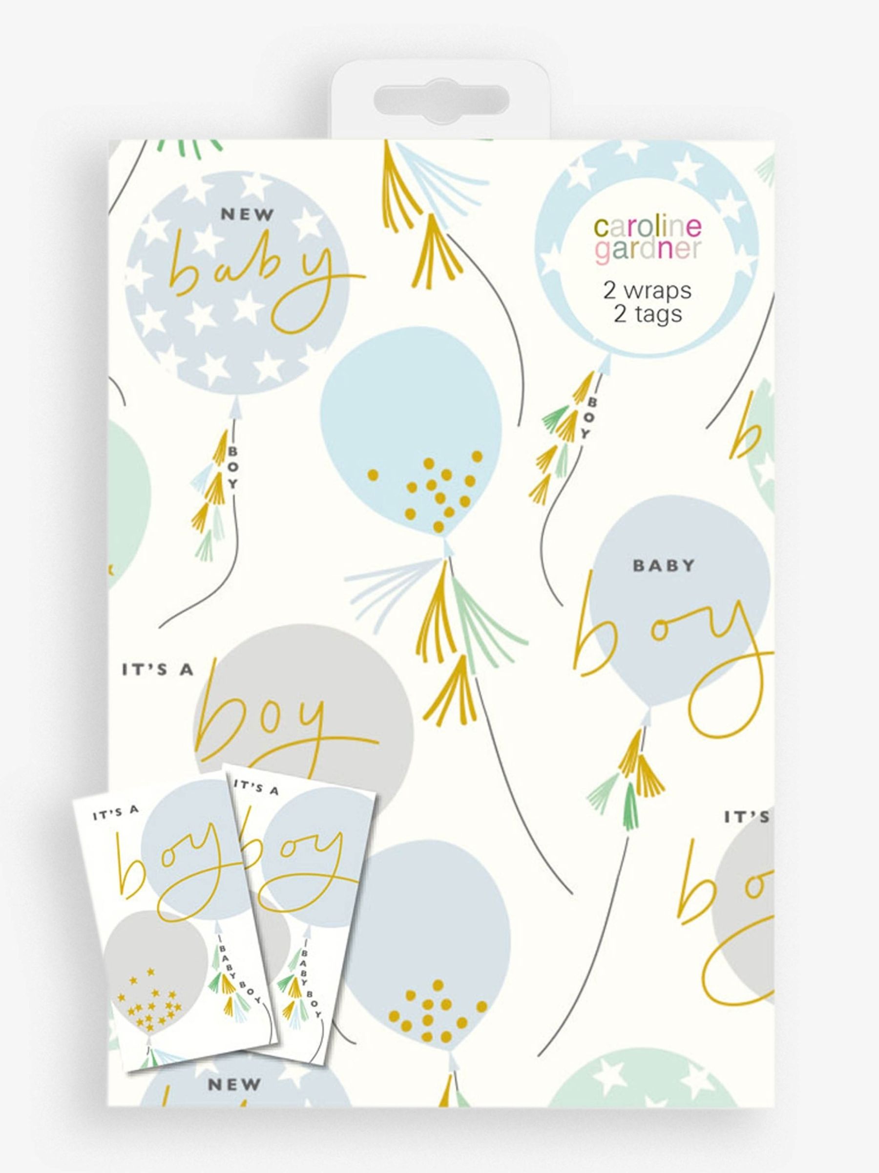 Caroline Gardner New Baby Boy Gift Wrap & Tags - Image 1 of 1