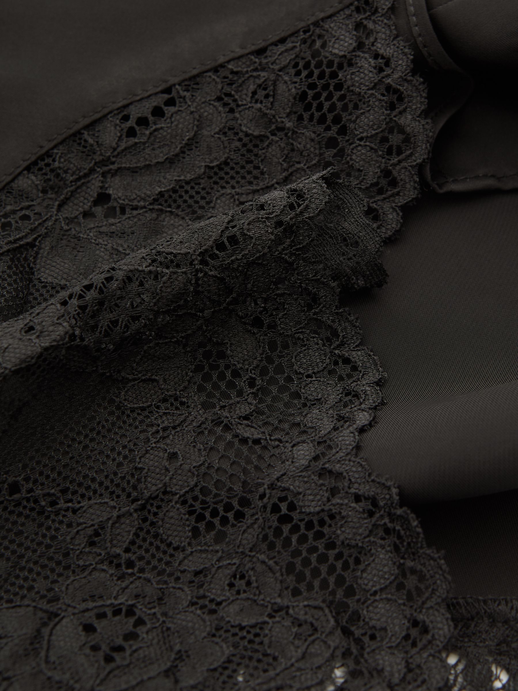 Viscose Satin Lace Trim Shorts in Black - Image 6 of 6