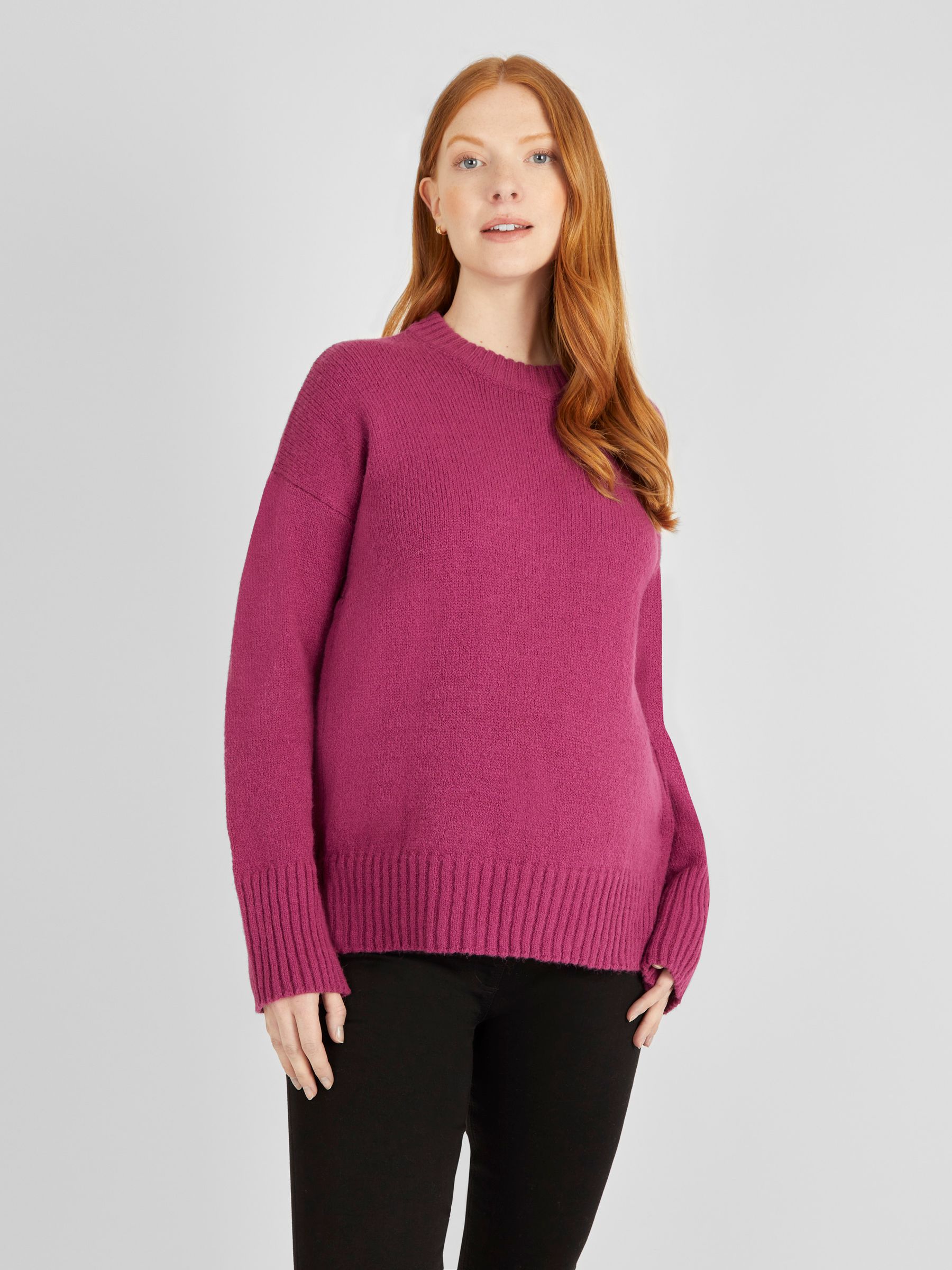 Berry Crew Neck Maternity & Nursing Jumper - Image 1 of 4