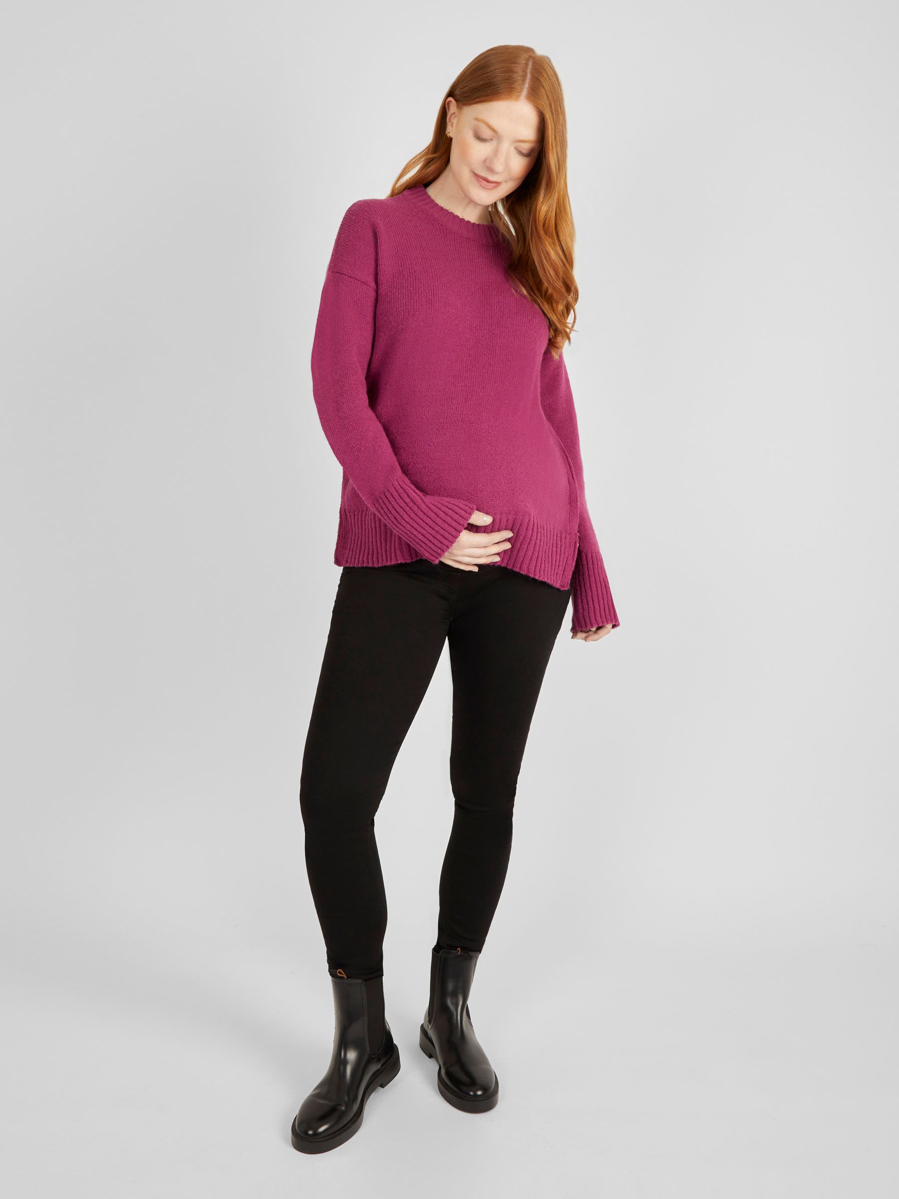 Berry Crew Neck Maternity & Nursing Jumper - Image 3 of 4