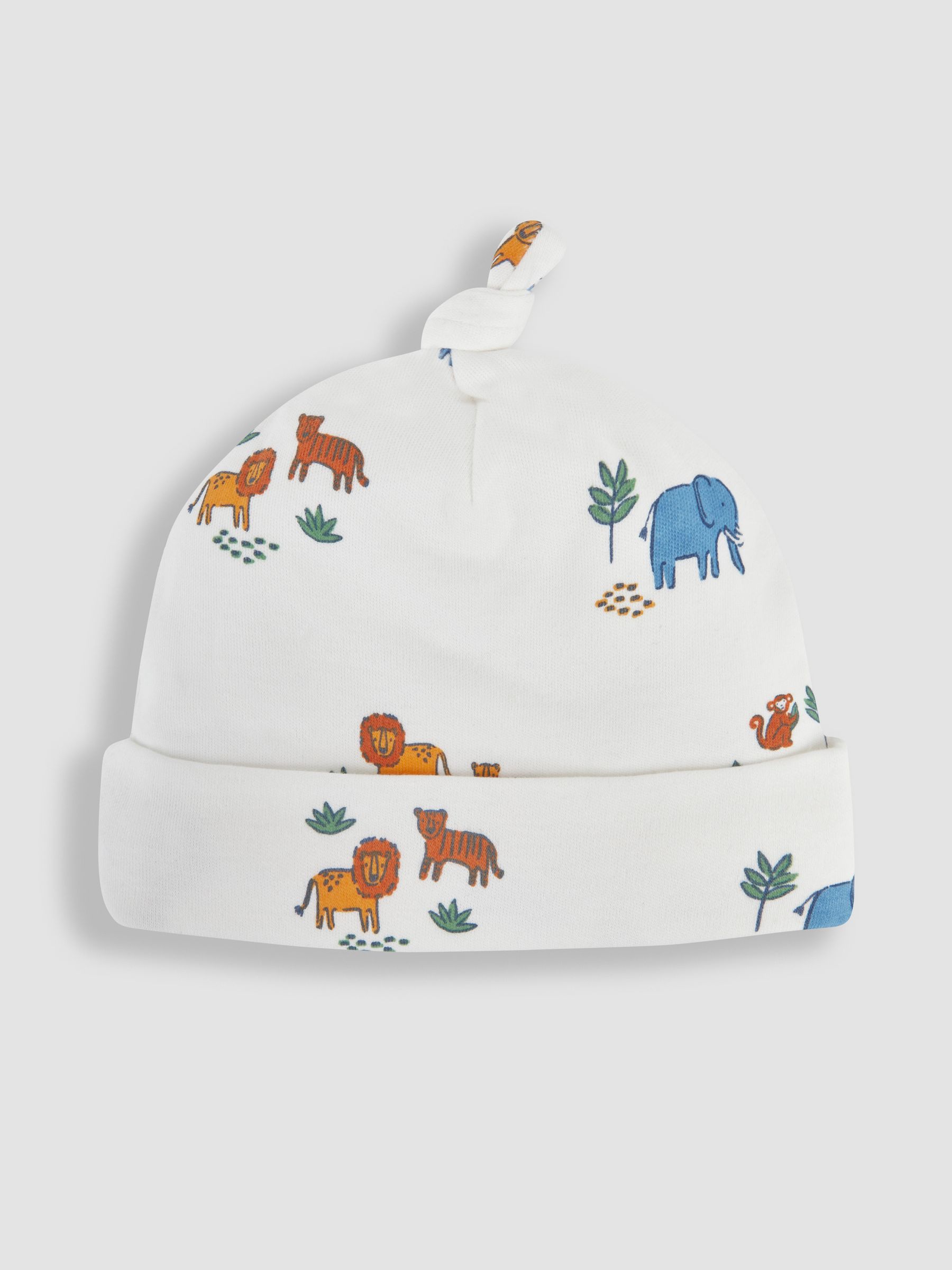 Cream Animal Print Cotton Baby Hat - Image 1 of 3
