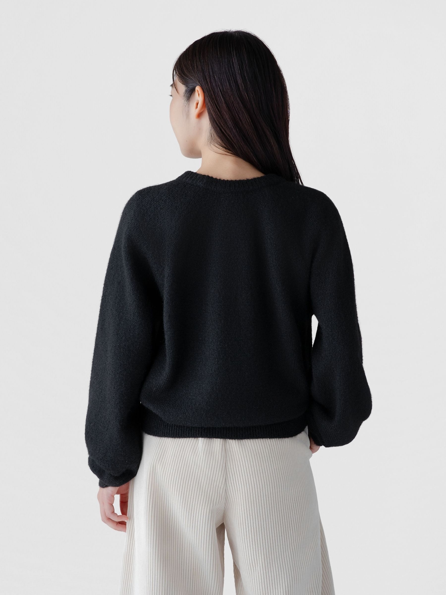 Black Fuzzy Relaxed Crew Neck Jumper - Image 2 of 3
