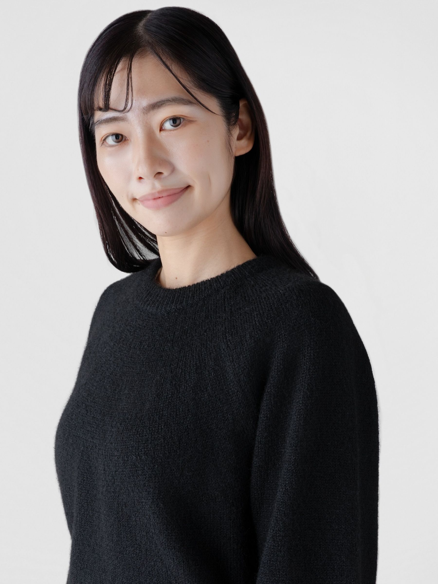 Black Fuzzy Relaxed Crew Neck Jumper - Image 3 of 3