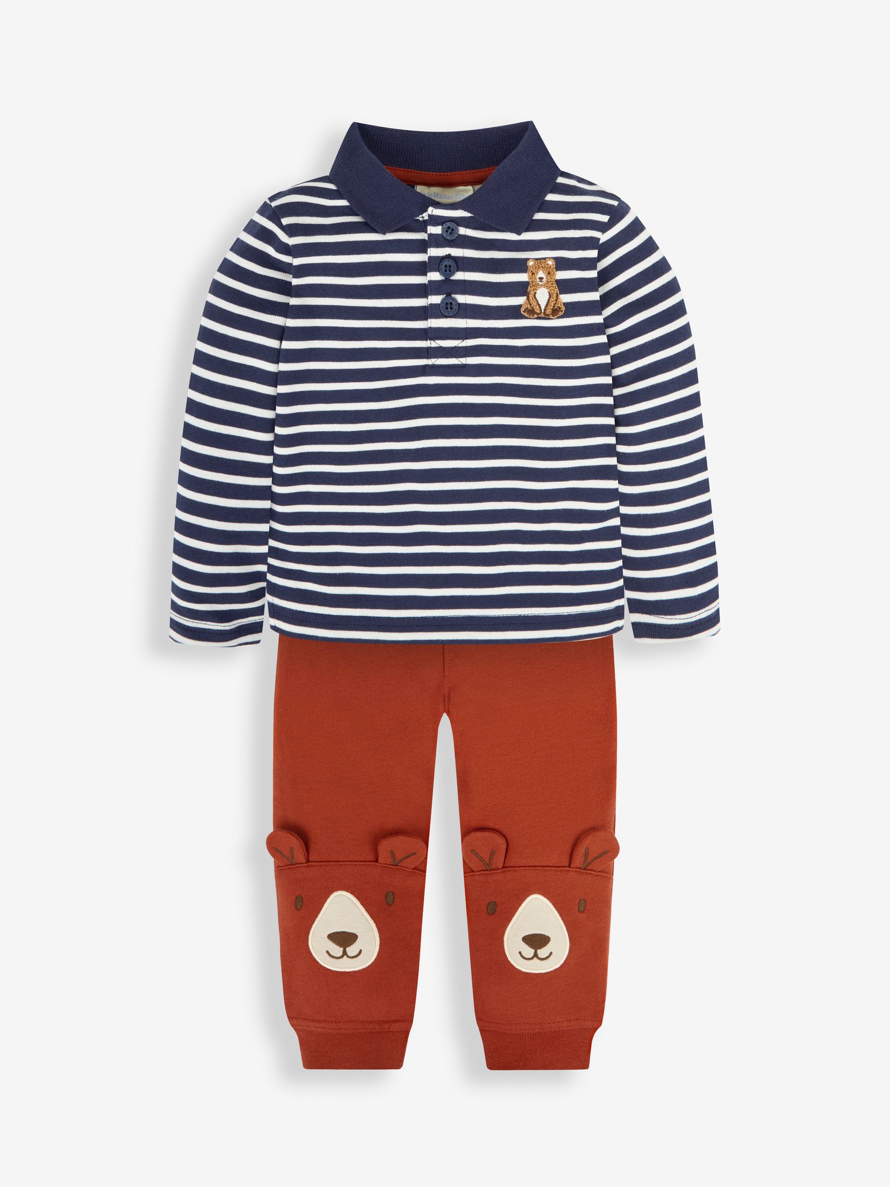 Navy Embroidered Polo Shirt & Appliqué Trousers - Image 1 of 5