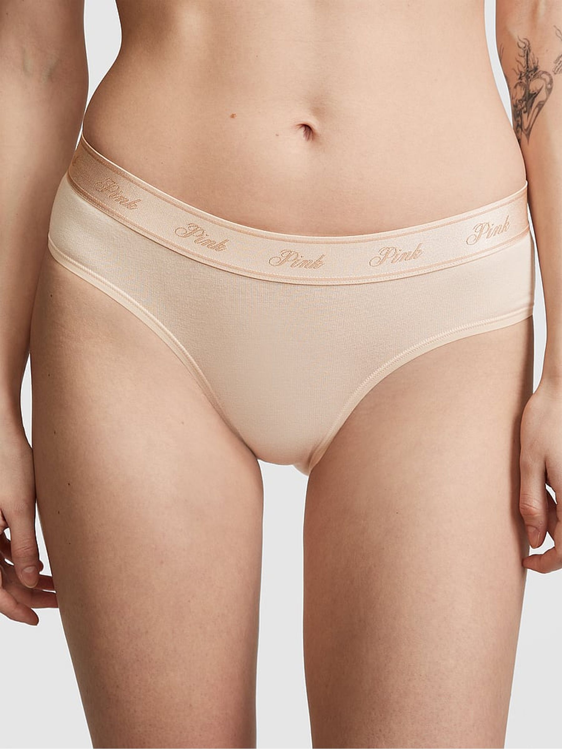 Marzipan Nude Hipster Cotton Logo Knickers - Image 1 of 3