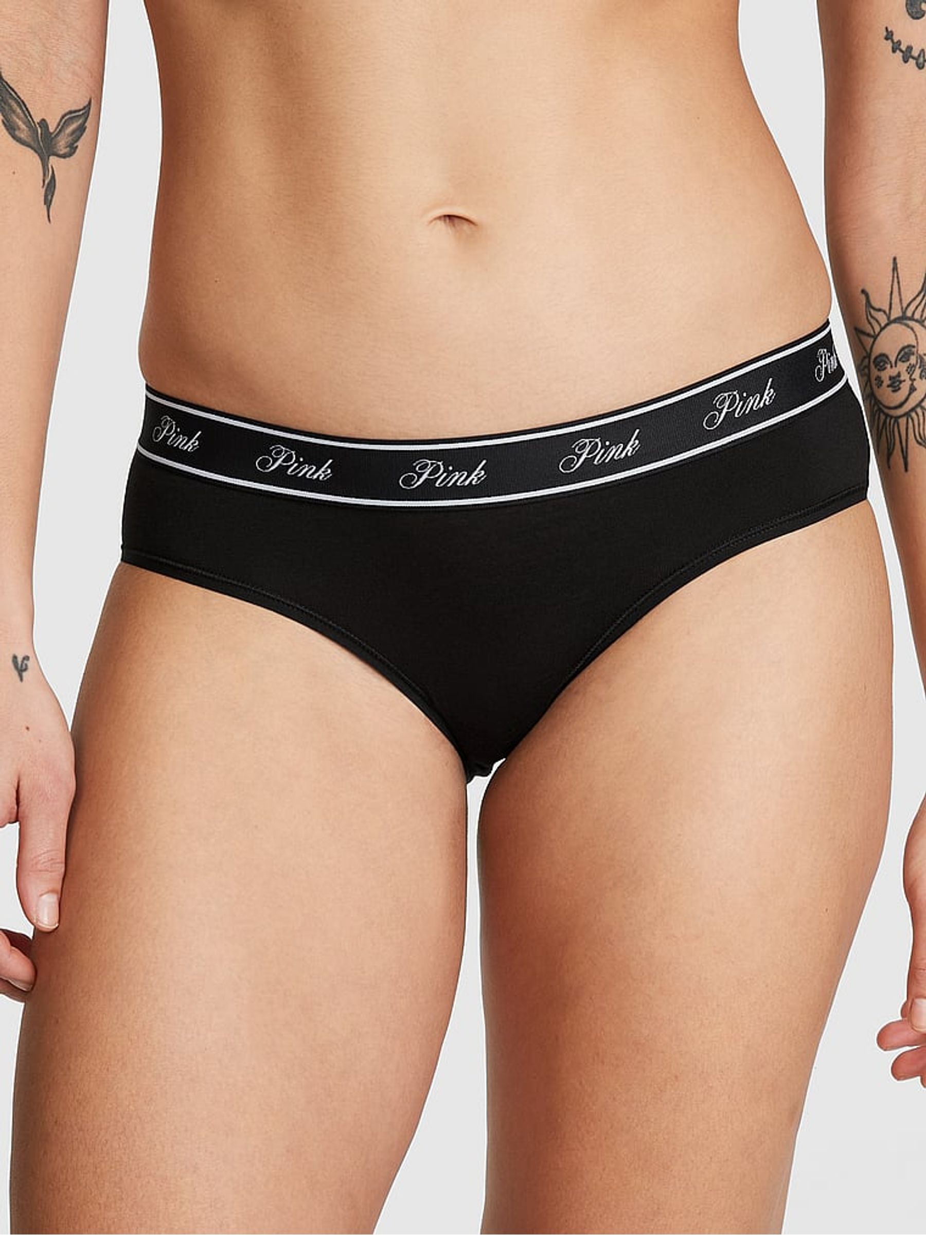 Pure Black Hipster Cotton Logo Knickers - Image 1 of 3