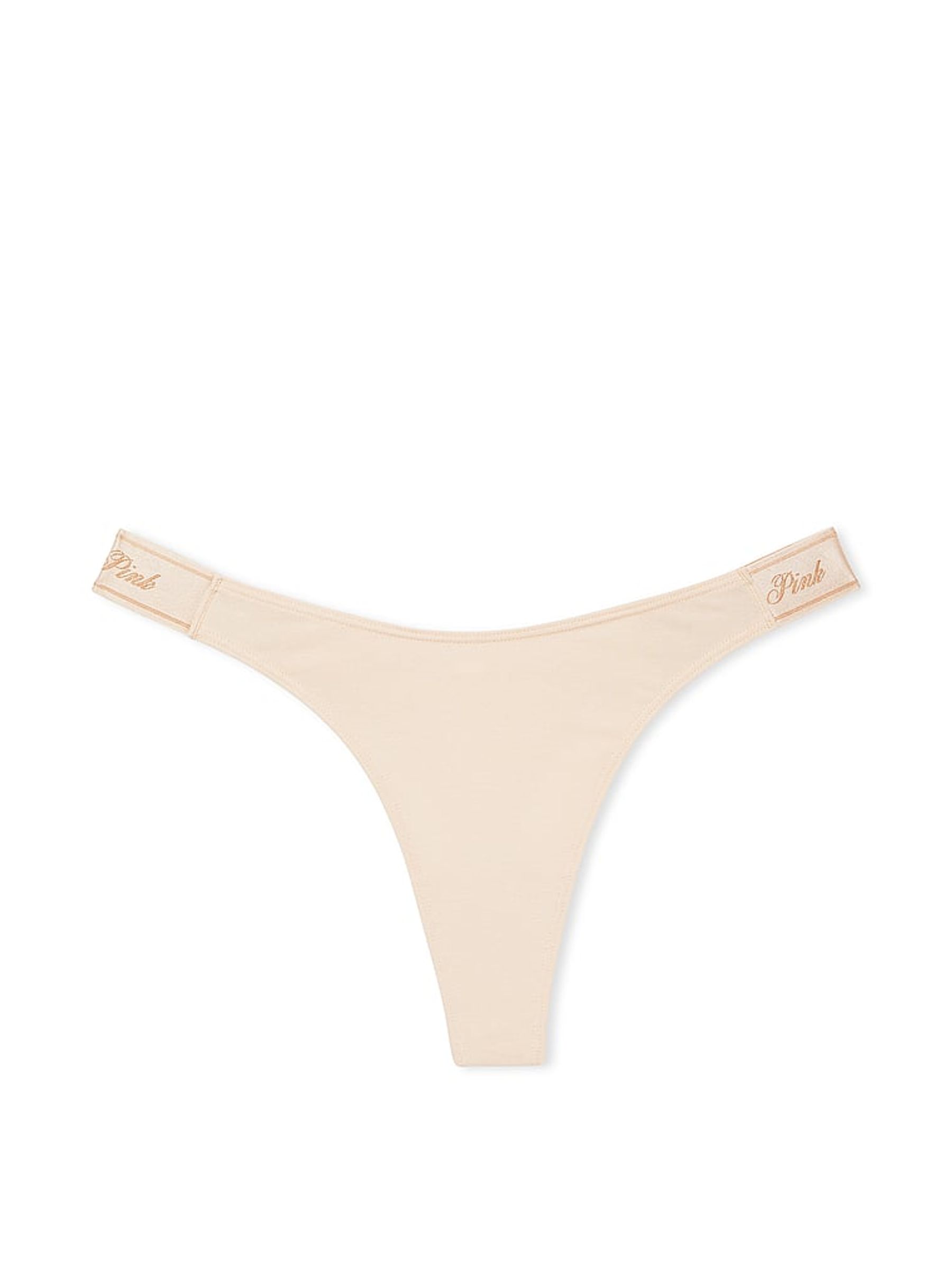 Marzipan Nude Thong Cotton Logo Knickers - Image 3 of 3