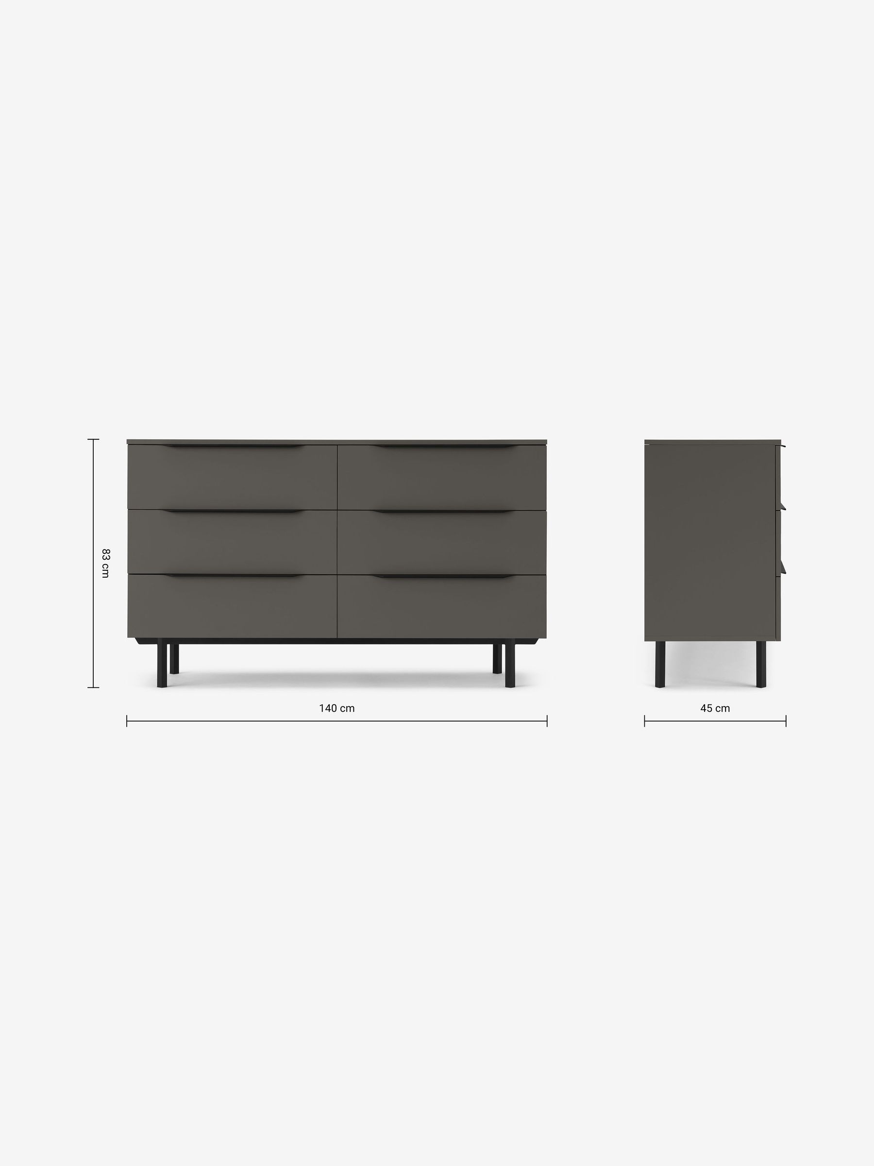 Damien Wide Chest of Drawers in Graphite Grey - Image 3 of 3